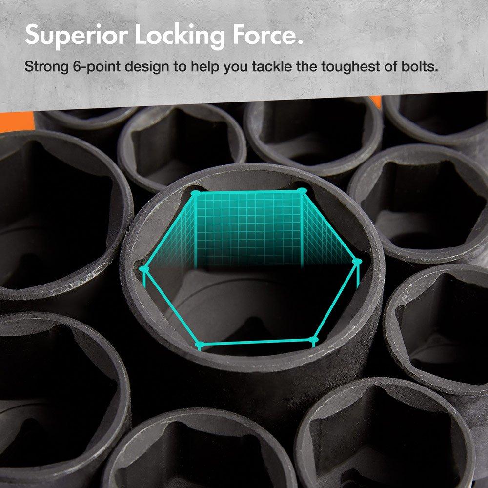 Black - VonHaus - VonHaus 1/2 Impact Socket Set - 40pcs - 4