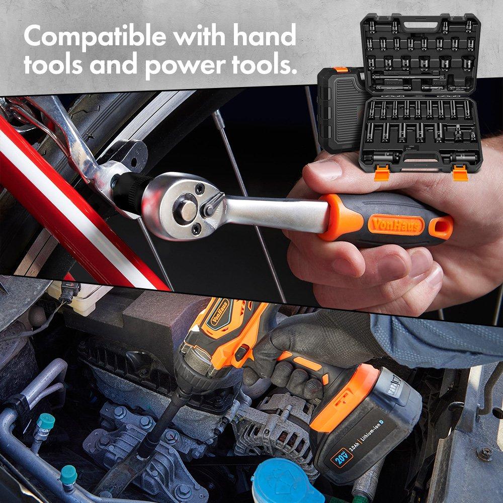 Black - VonHaus - VonHaus 1/2 Impact Socket Set - 40pcs - 5