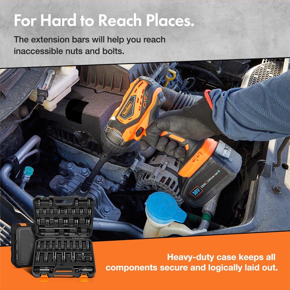 Black - VonHaus - VonHaus 1/2 Impact Socket Set - 40pcs - 6