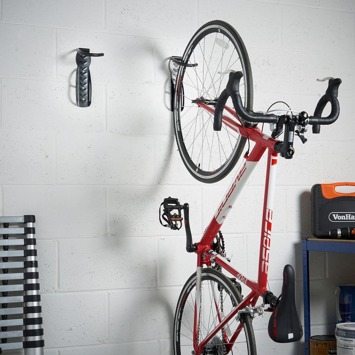 Black - VonHaus - VonHaus Bike Wall Mounts - Bike Wall Rack 2-Pack - 1