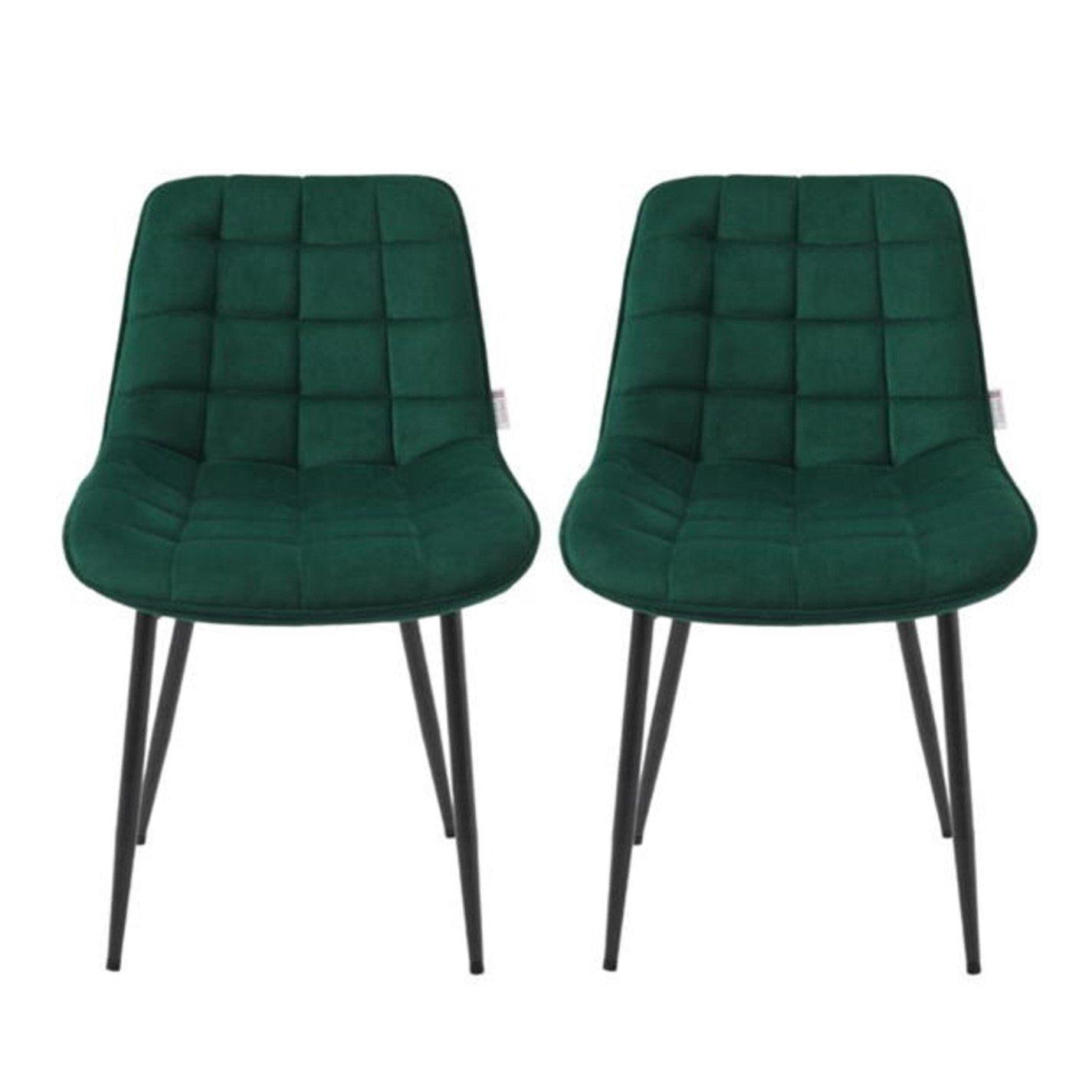 Green - Kabinet UK - 2 Set Velvet Upholstered Dining Chairs - 1