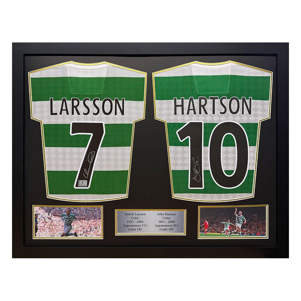 Allstarsignings Ltd  Henrik Larsson & John Hartson Double Signed Framed - Green