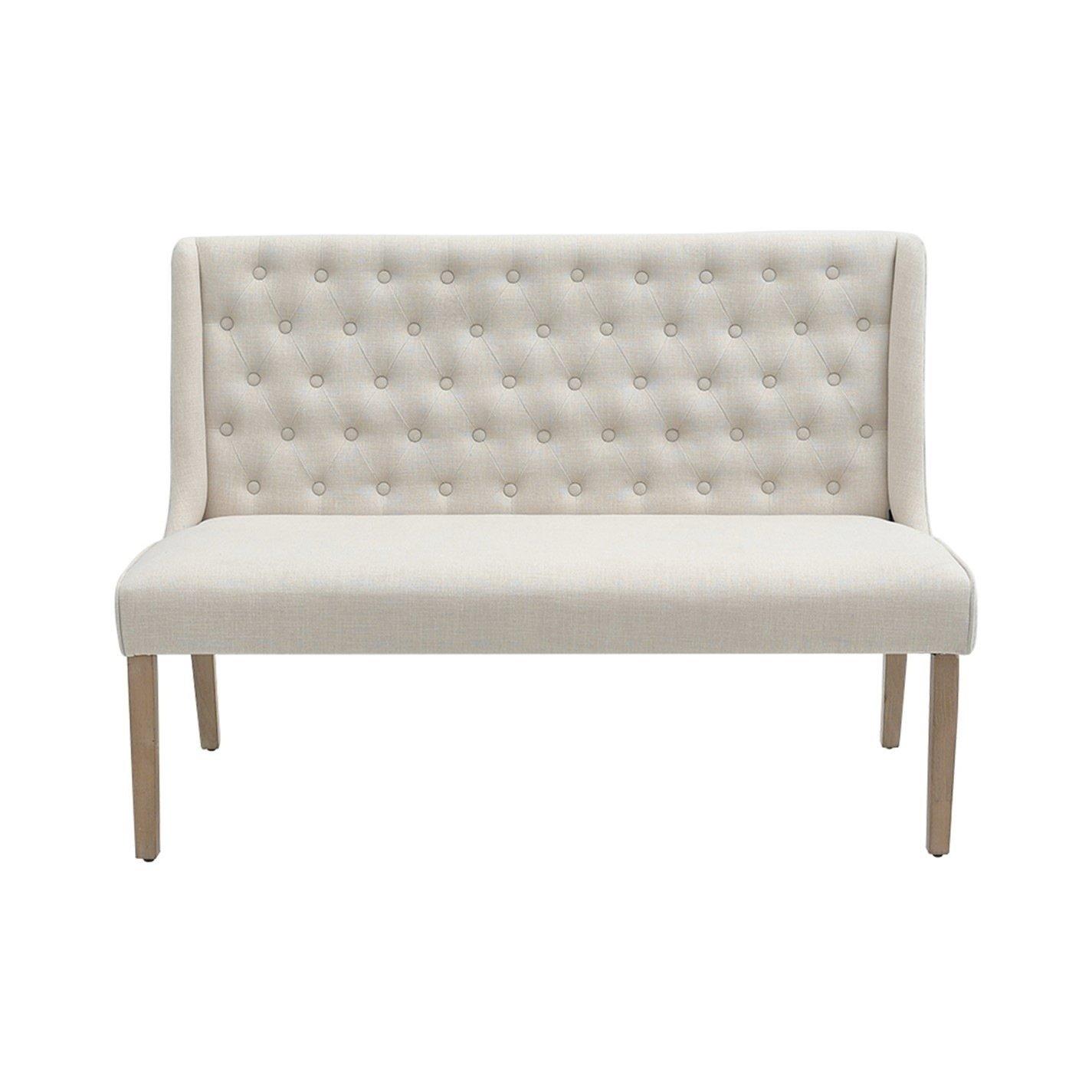 White - Kabinet UK - Upholstered Button Tufted Dining Bench - 1