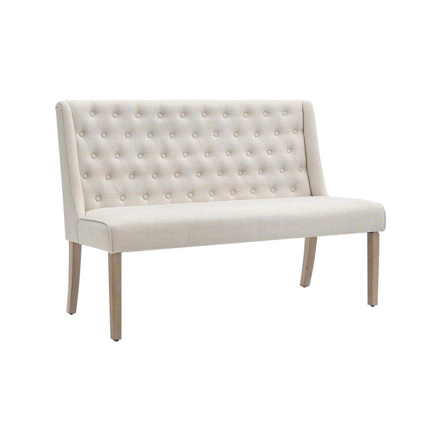 White - Kabinet UK - Upholstered Button Tufted Dining Bench - 2
