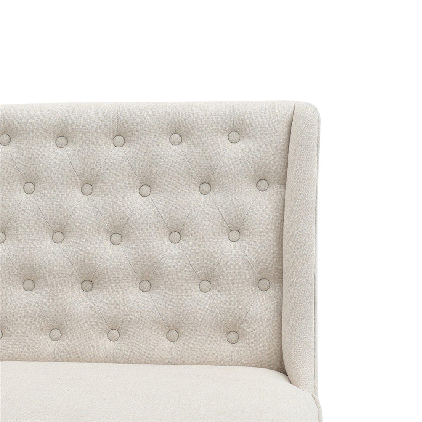 White - Kabinet UK - Upholstered Button Tufted Dining Bench - 8