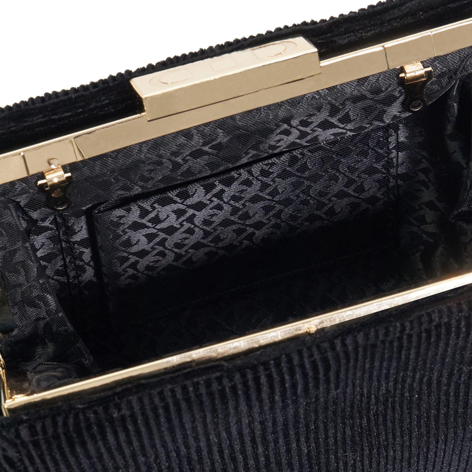 Black - Dune London - Eclipso Textured Gold Frame Clutch Bag - 4