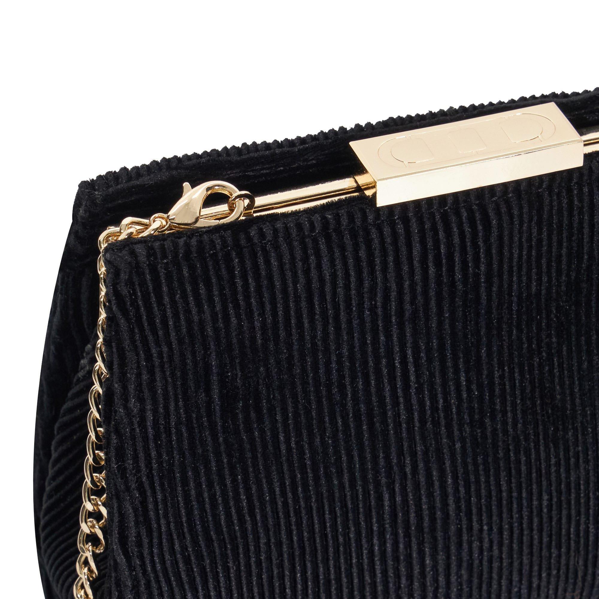 Black - Dune London - Eclipso Textured Gold Frame Clutch Bag - 5