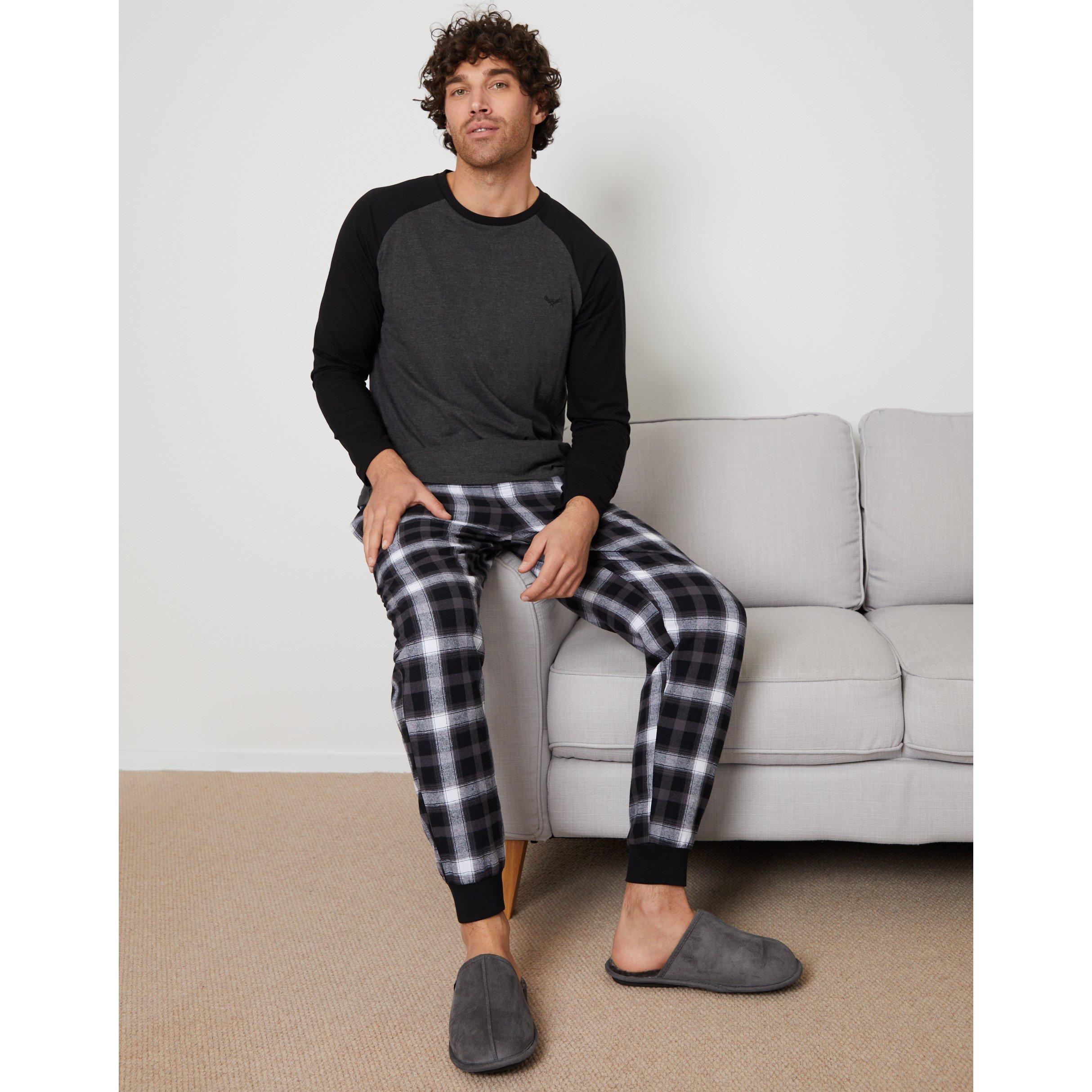 Charcoal/Black - Threadbare - Men's Hamilton Long Sleeve Pyjama Set - 2