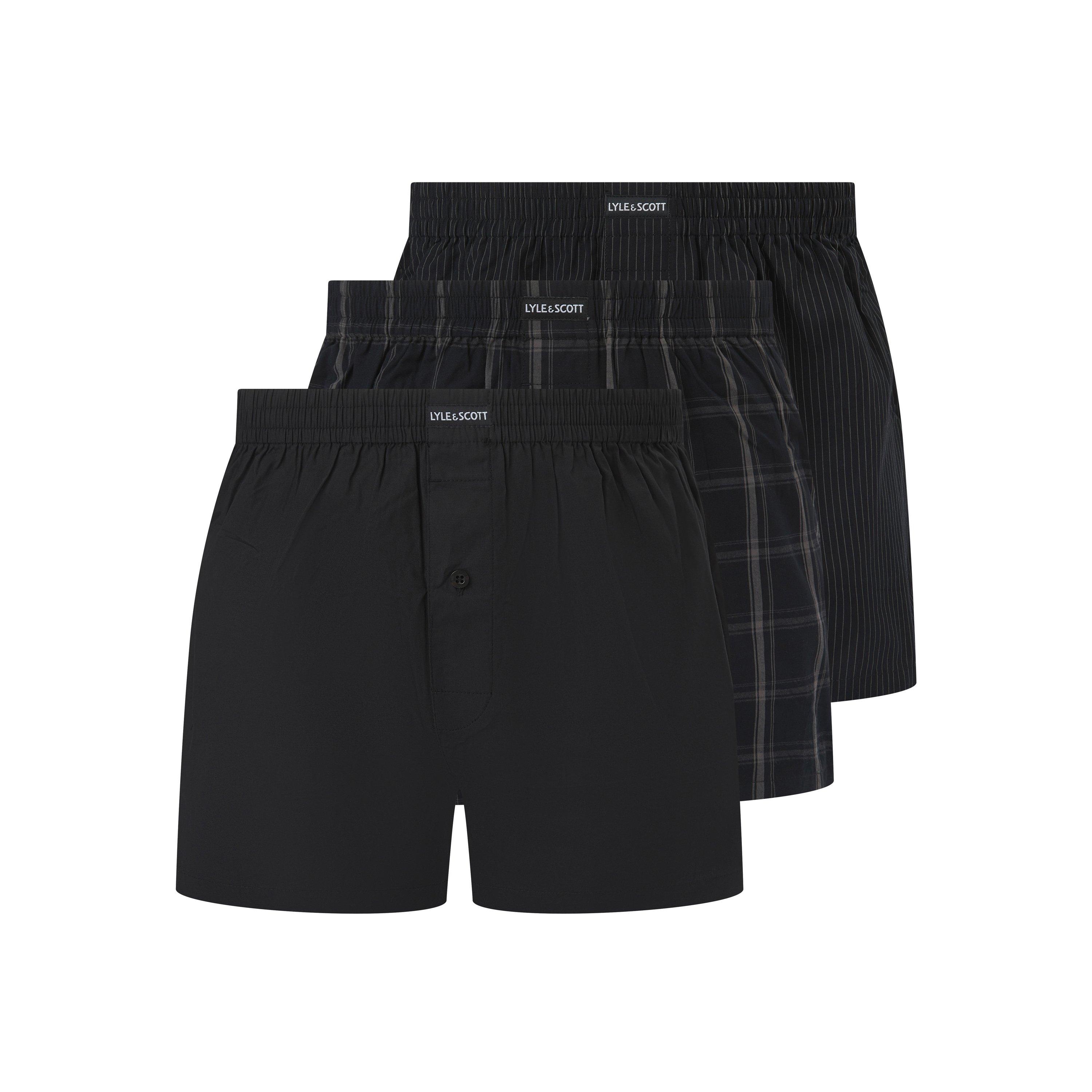 Lyle And Scott Men's Pk Boxer Boxers - Chk Blk Strp - Small