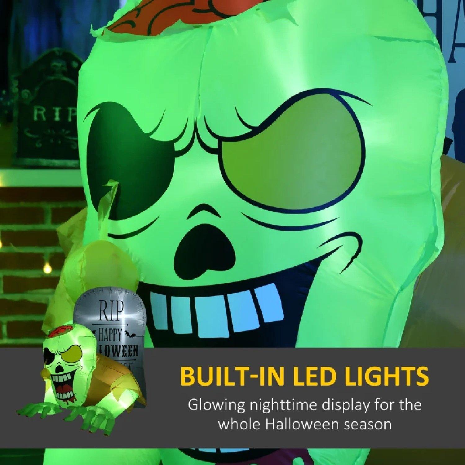 Multi - HOMCOM - 5FT Halloween Inflatables Ghost & Tombstone - 3