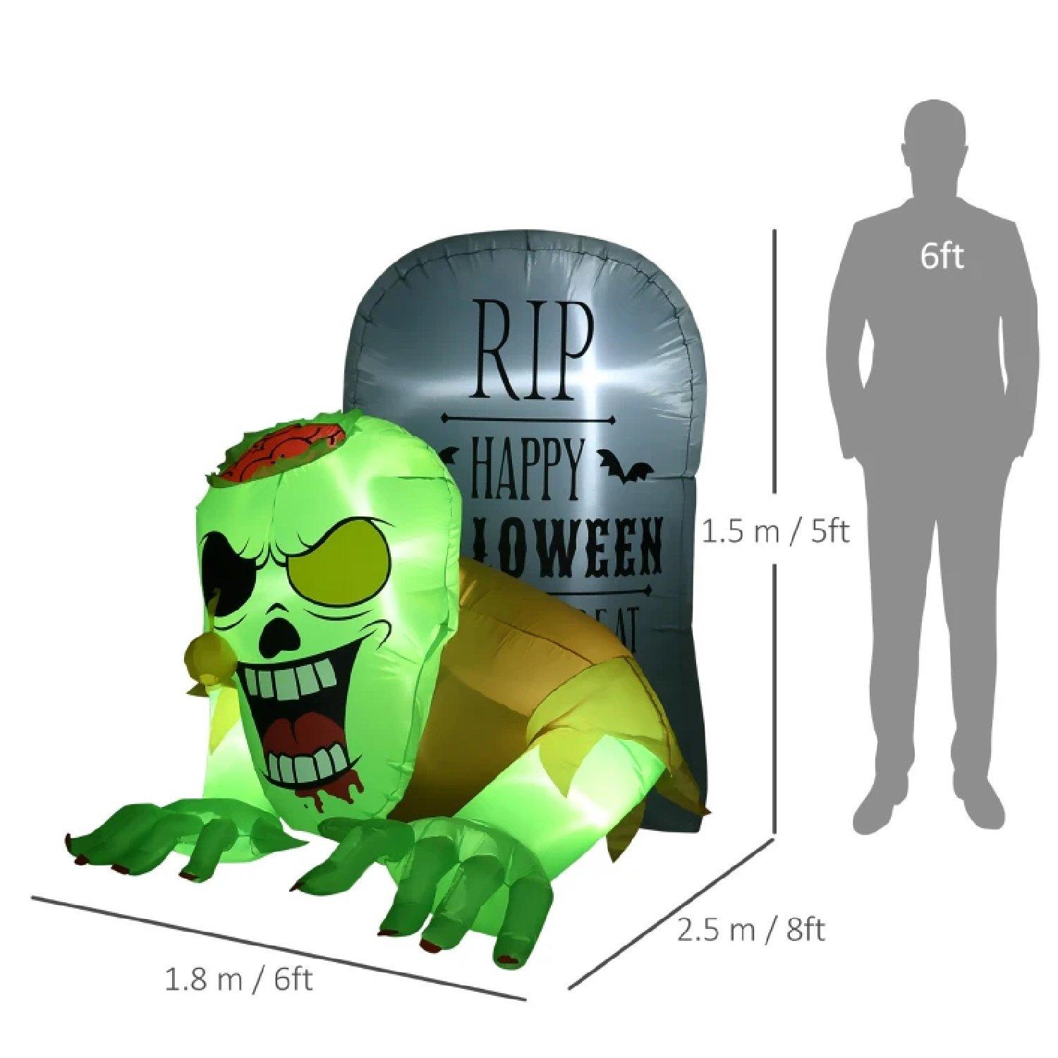 Multi - HOMCOM - 5FT Halloween Inflatables Ghost & Tombstone - 6