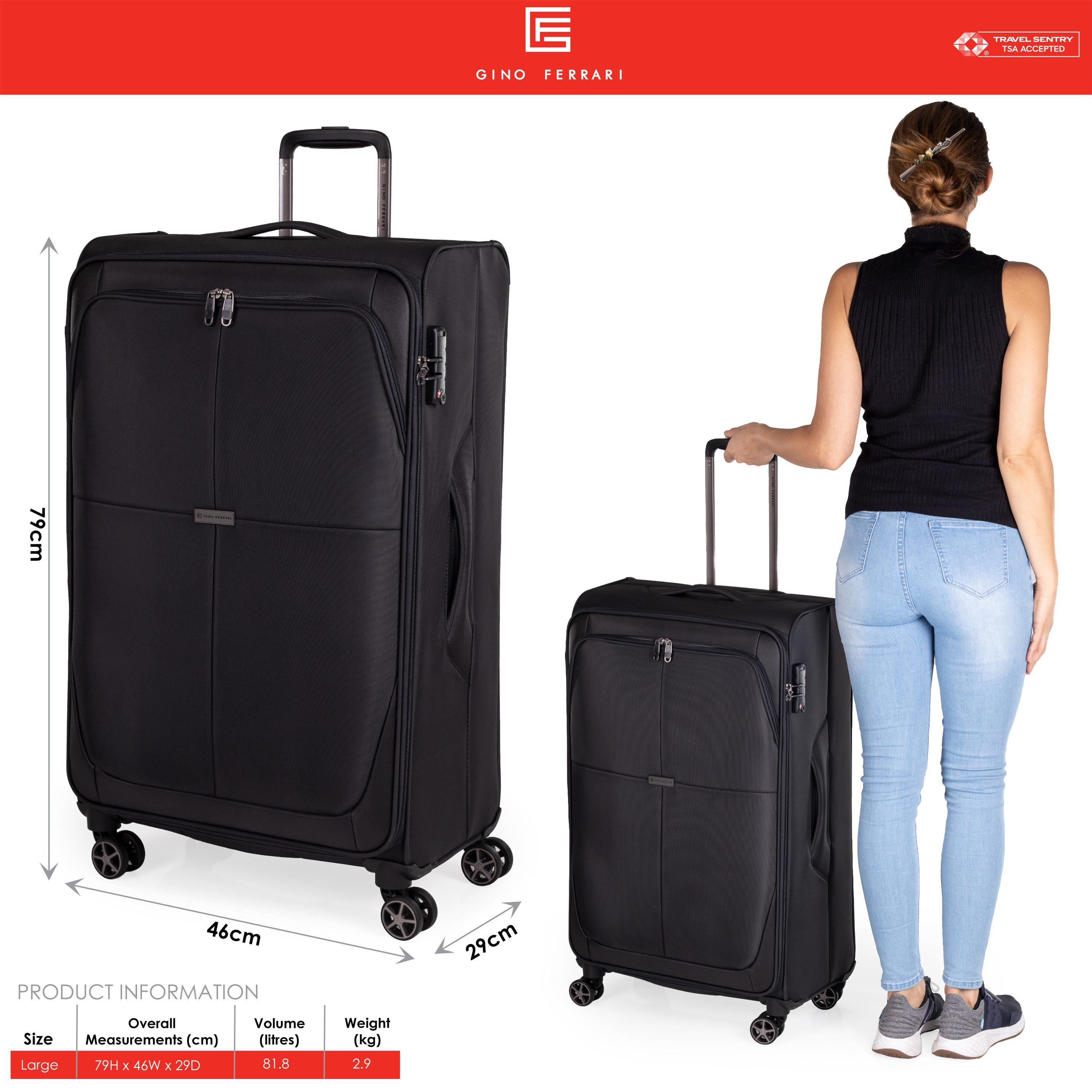 Black - Gino Ferrari - Omis Lightweight Suitcase Soft Shell Luggage - 3