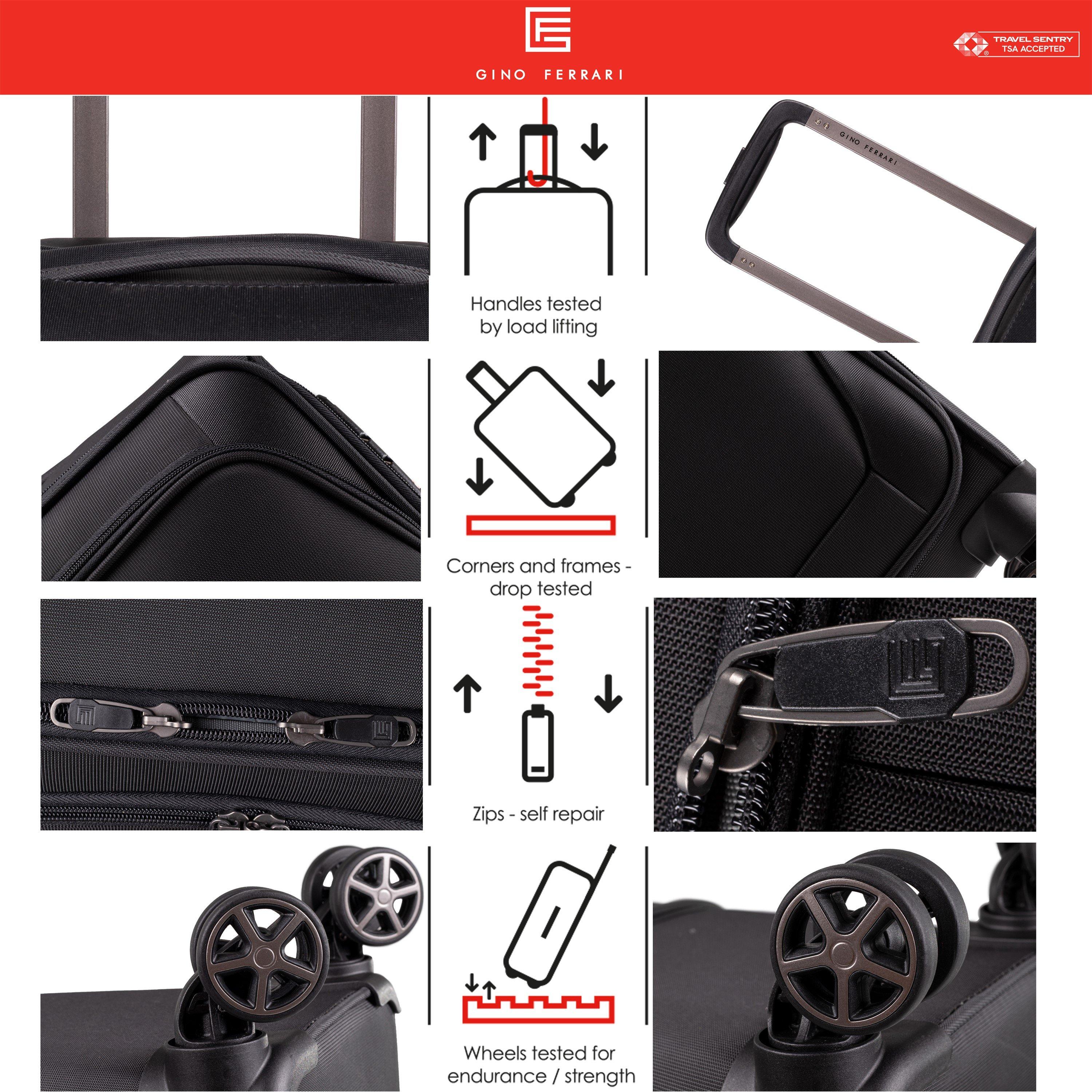 Black - Gino Ferrari - Omis Lightweight Suitcase Soft Shell Luggage - 4