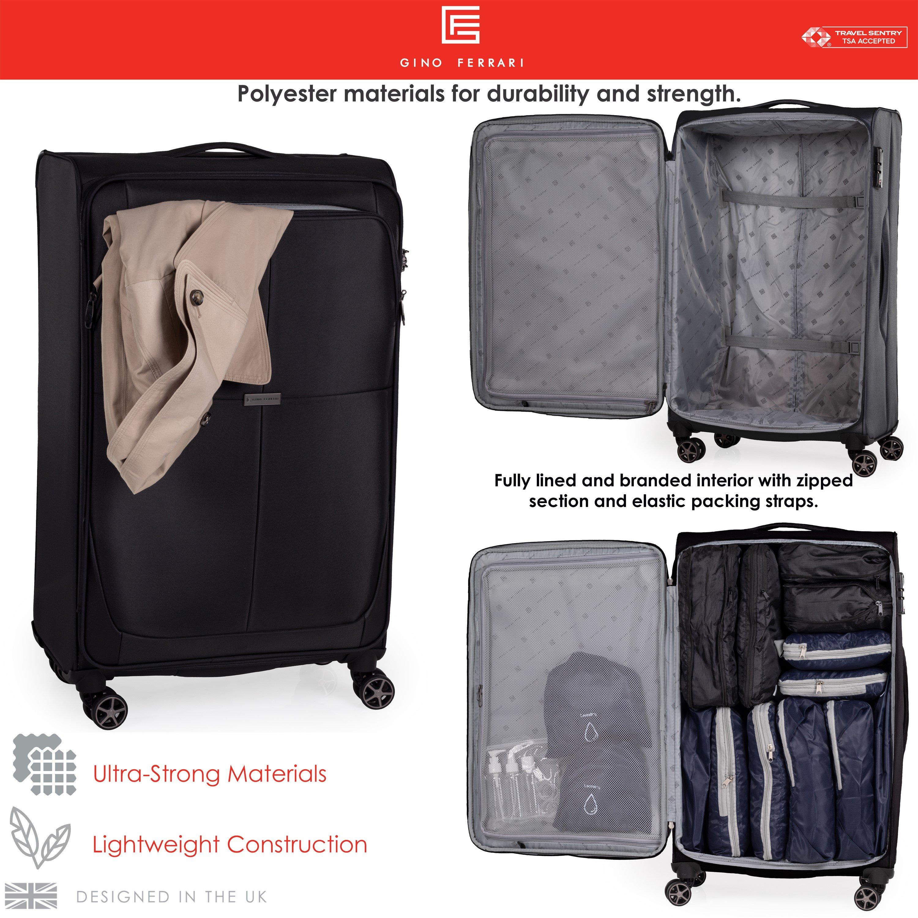 Black - Gino Ferrari - Omis Lightweight Suitcase Soft Shell Luggage - 5