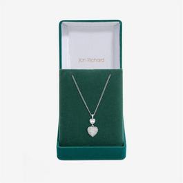 Jon Richard Rhodium Plated CZ Pave Heart Pendant - Gift Boxed