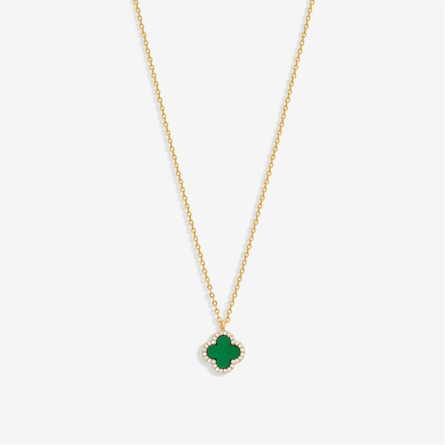 Gold - Jon Richard - Gold Plated And Malachite Clover Pendant Necklace - 1