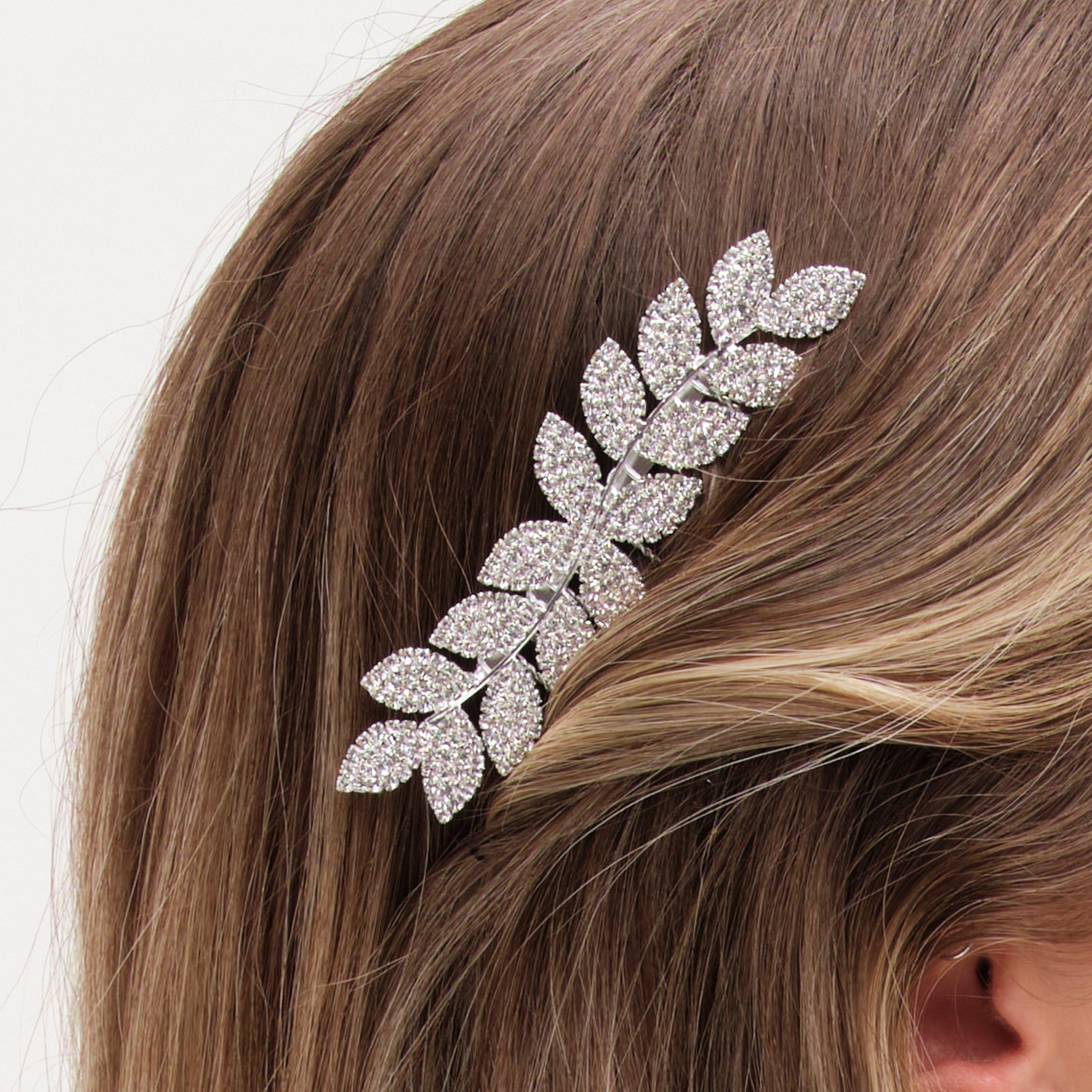 Silver - Jon Richard - Silver Plated Crystal Leaf Comb - 2