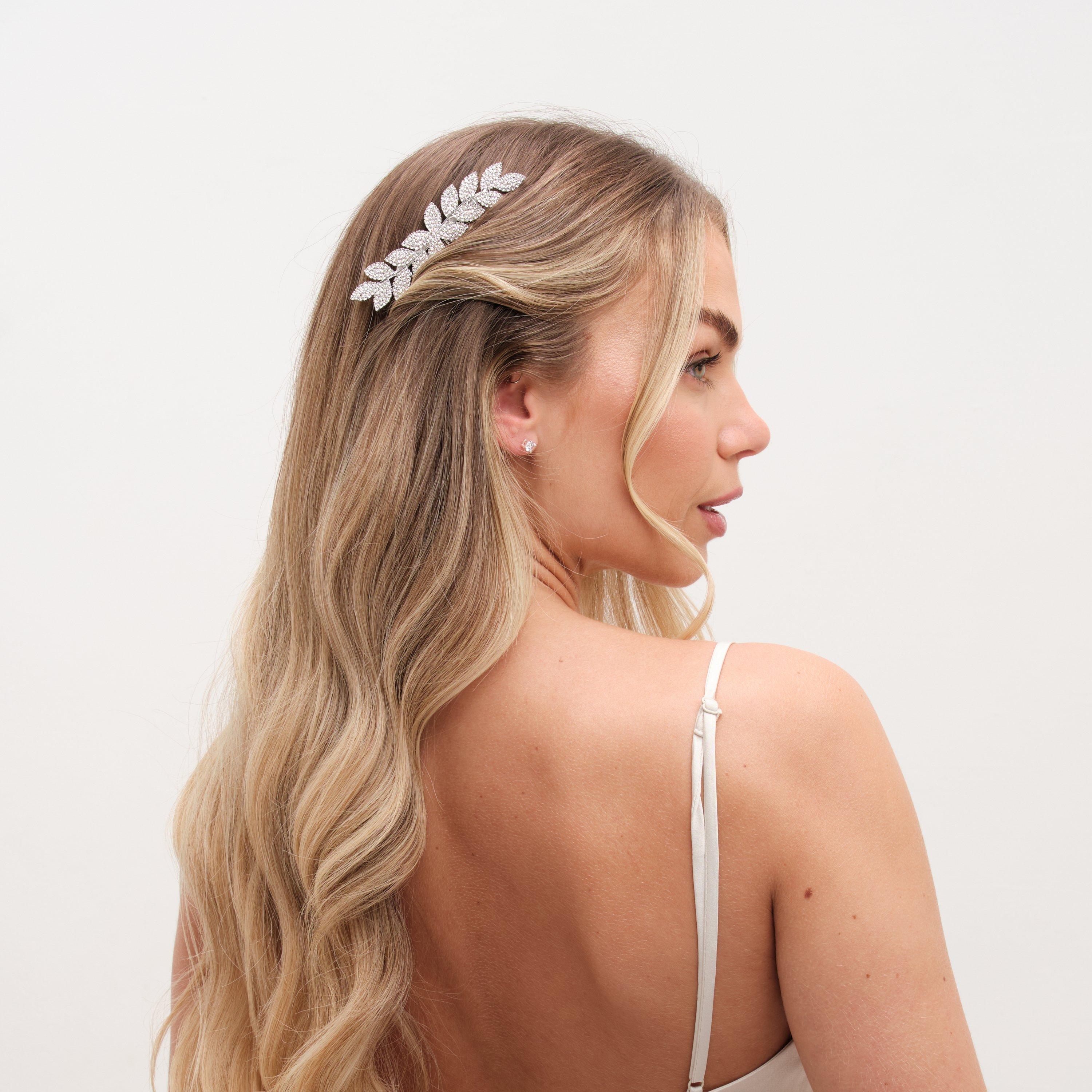 Silver - Jon Richard - Silver Plated Crystal Leaf Comb - 3