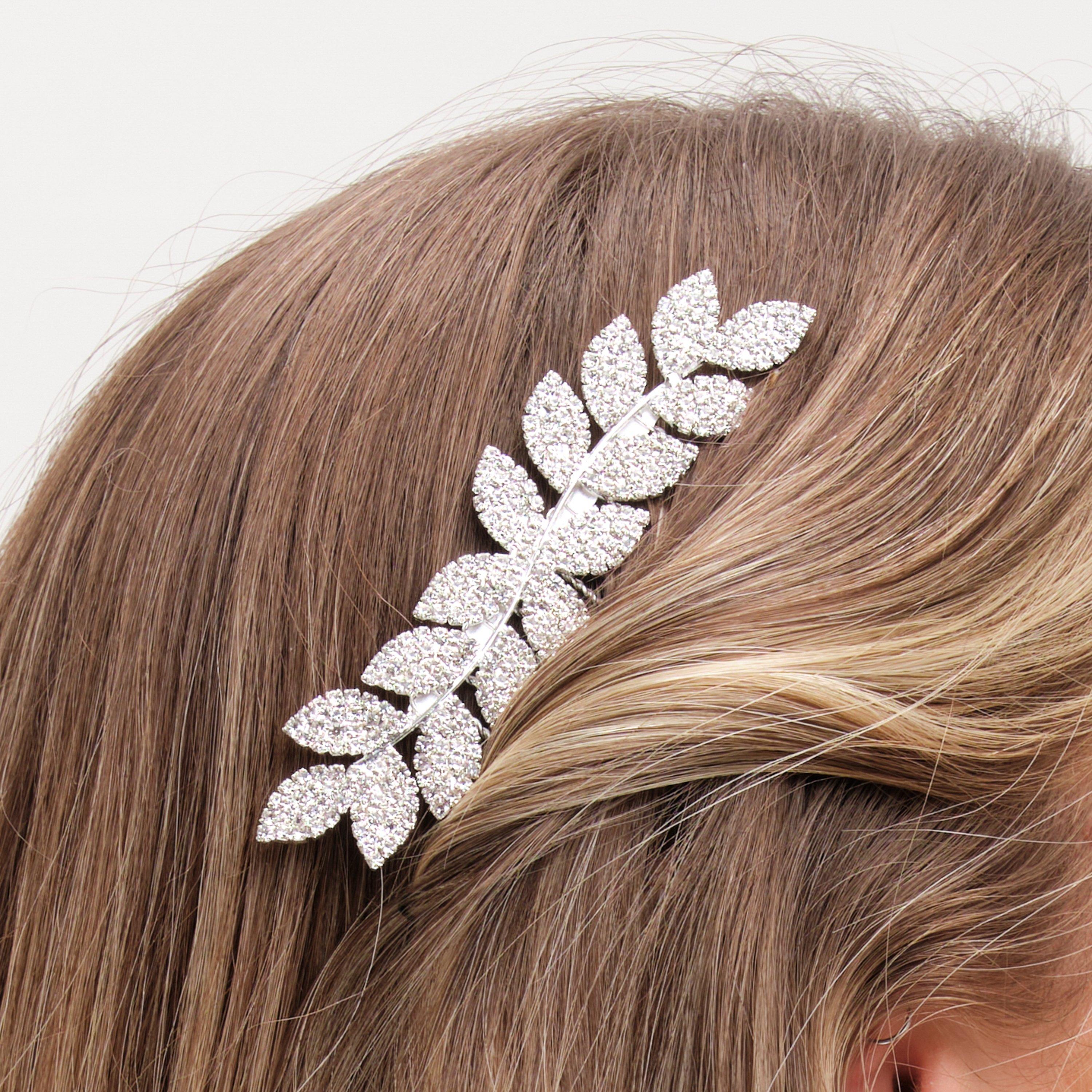 Silver - Jon Richard - Silver Plated Crystal Leaf Comb - 4