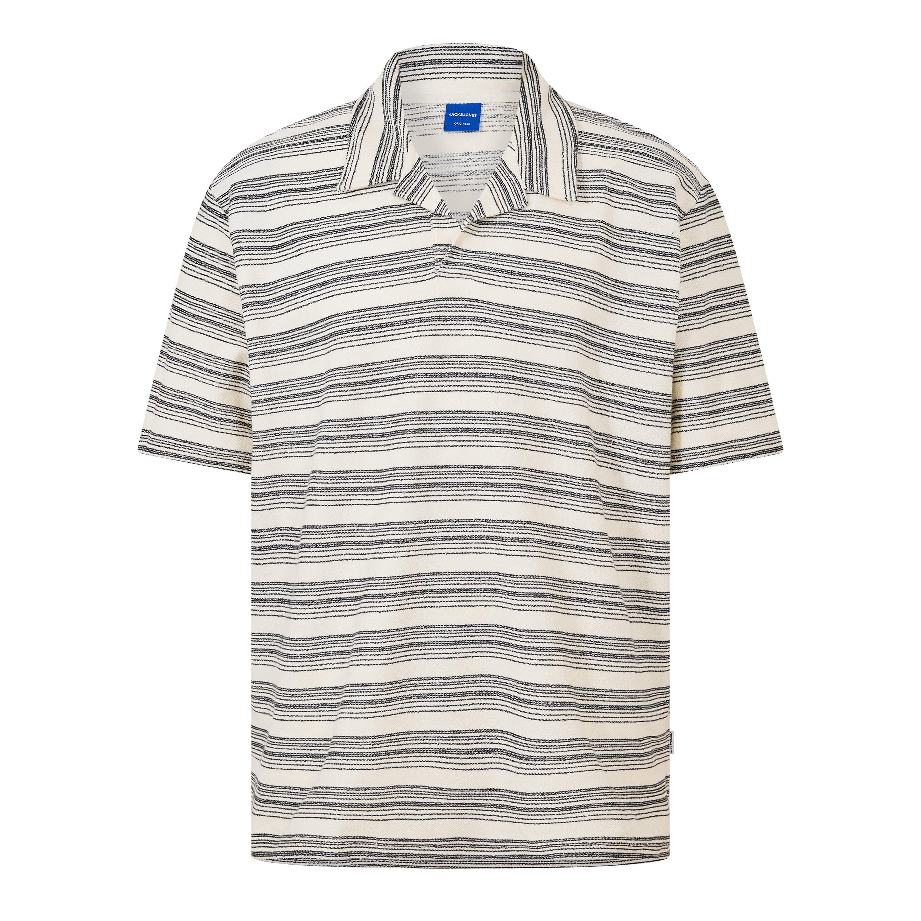 Jack And Jones Men's Striped Resort Polo - Antique White - XL