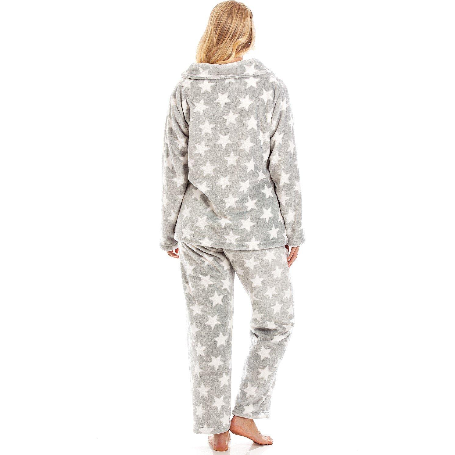 Sivo - Camille - Supersoft Velour Fleece White Star Print Pyjama Set - 2