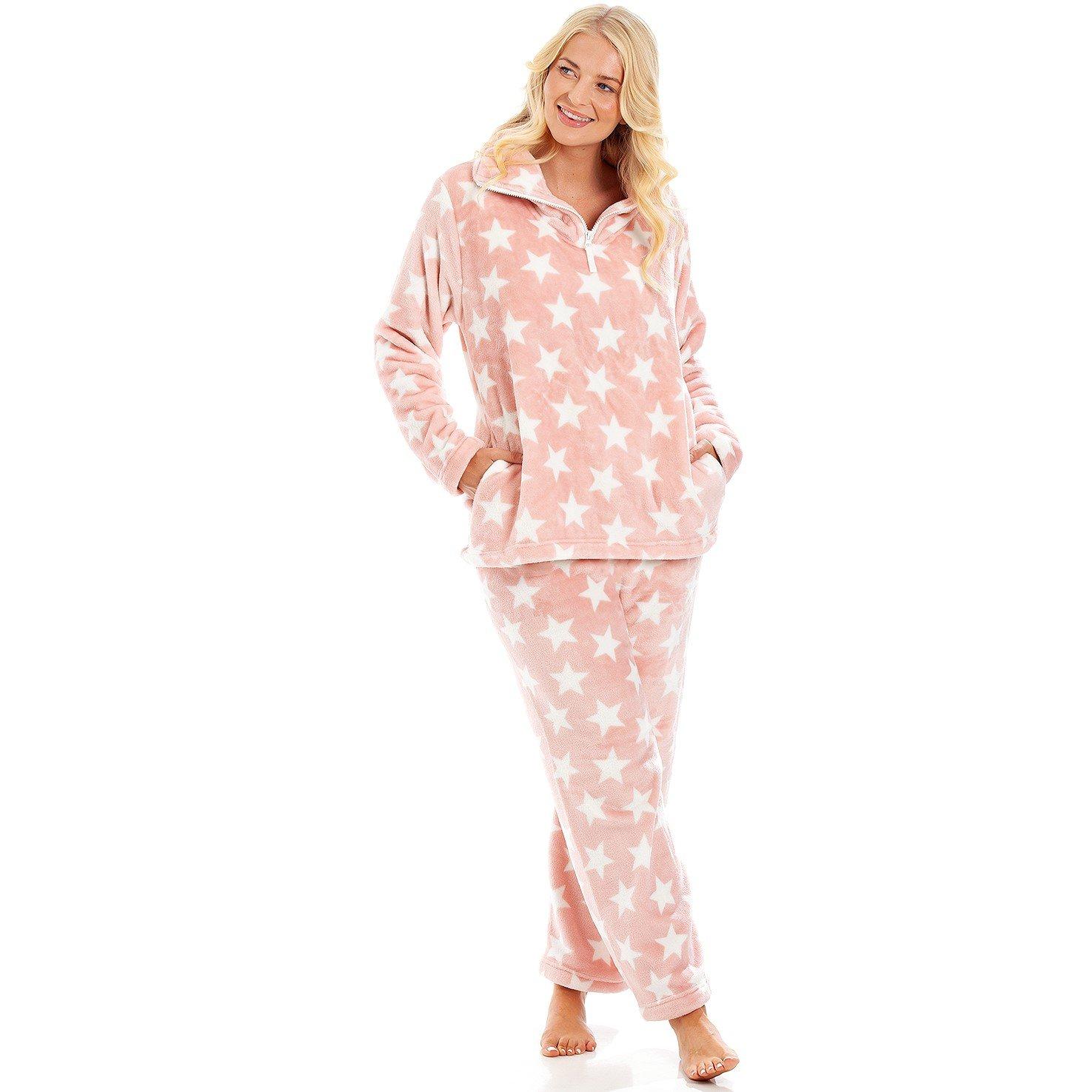 Supersoft Velour Fleece White Star Print Pyjama Set