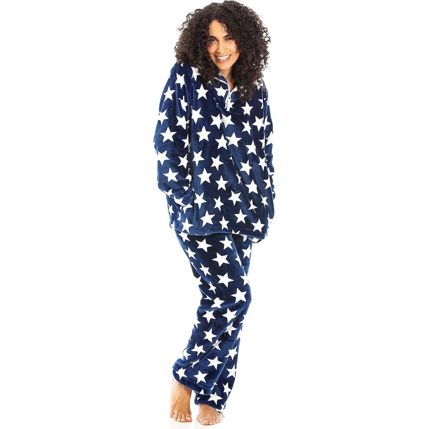 Supersoft Velour Fleece White Star Print Pyjama Set