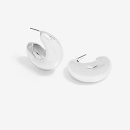 Mood Silver Polished Tapered Chubby Hoop Earrings