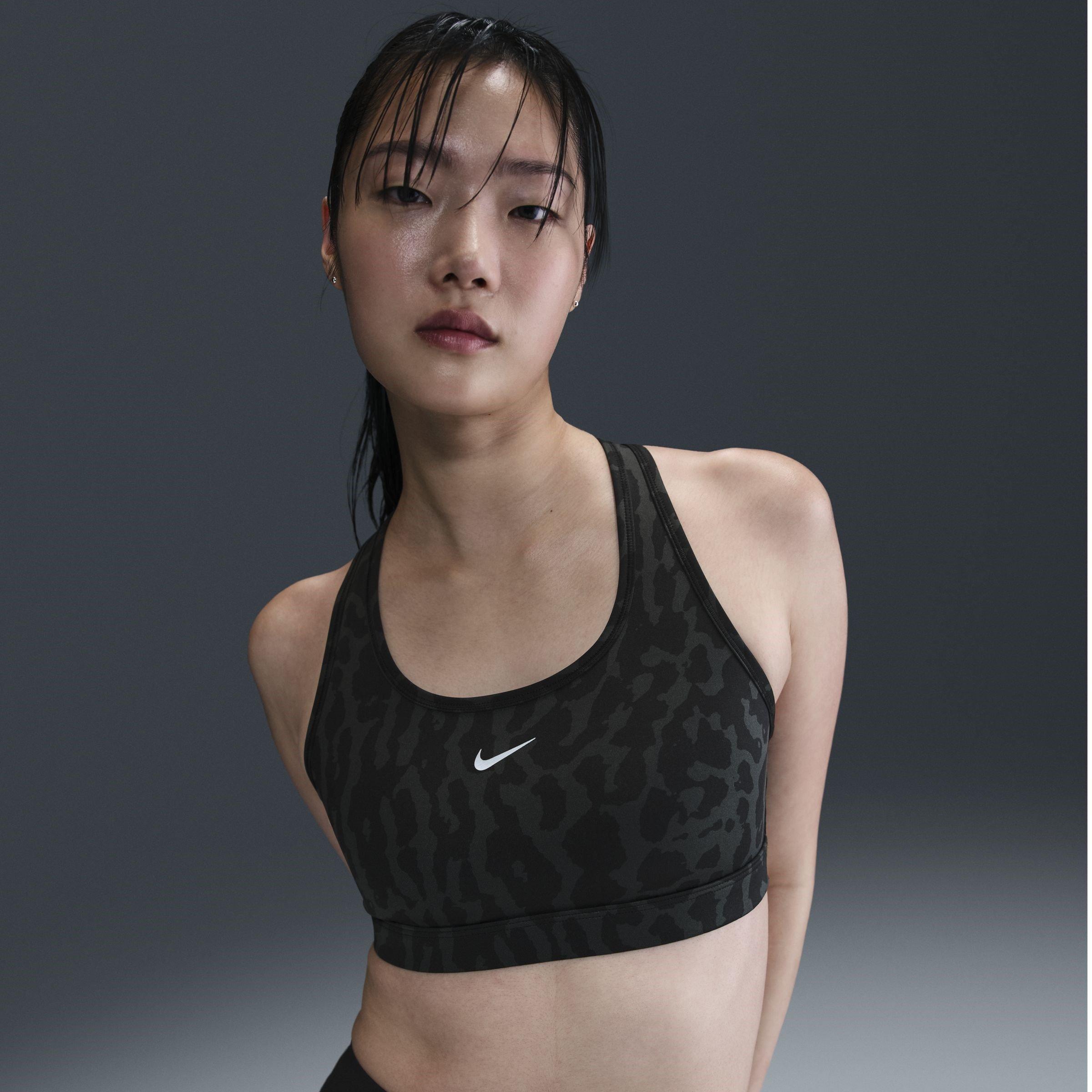 Nike Swoosh Workout Bra - BLACK SILV - Size 8 (XS)