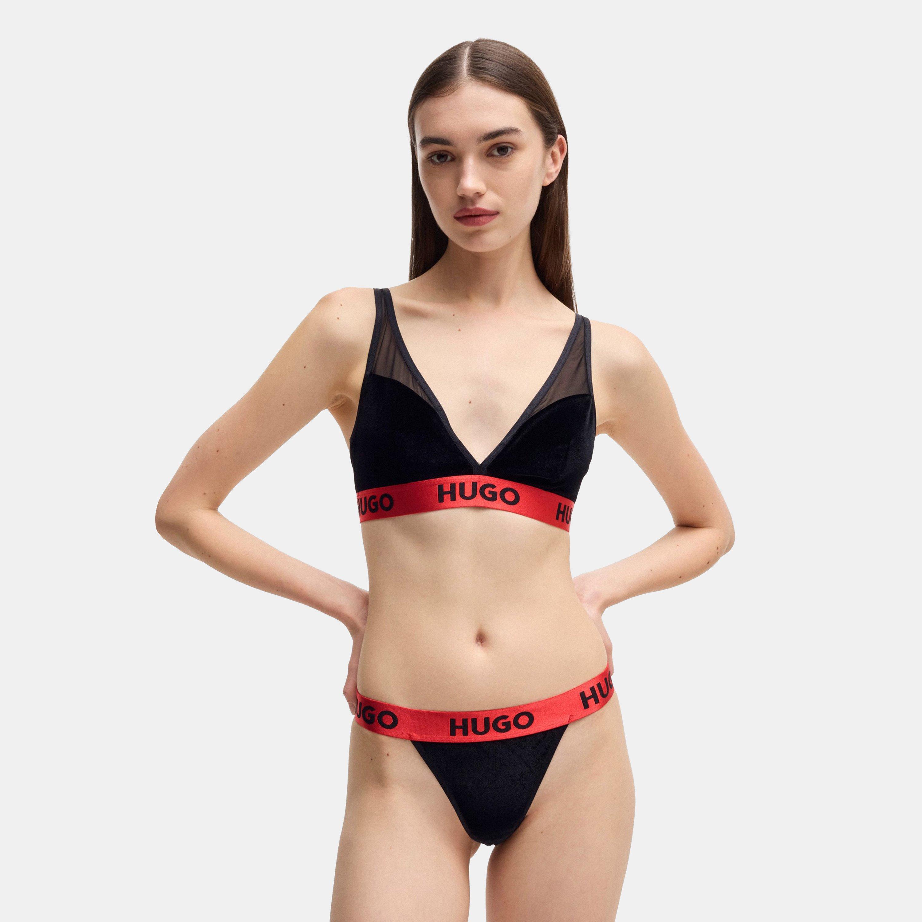 Black - Hugo - Velvet Triangle Bralette - 3