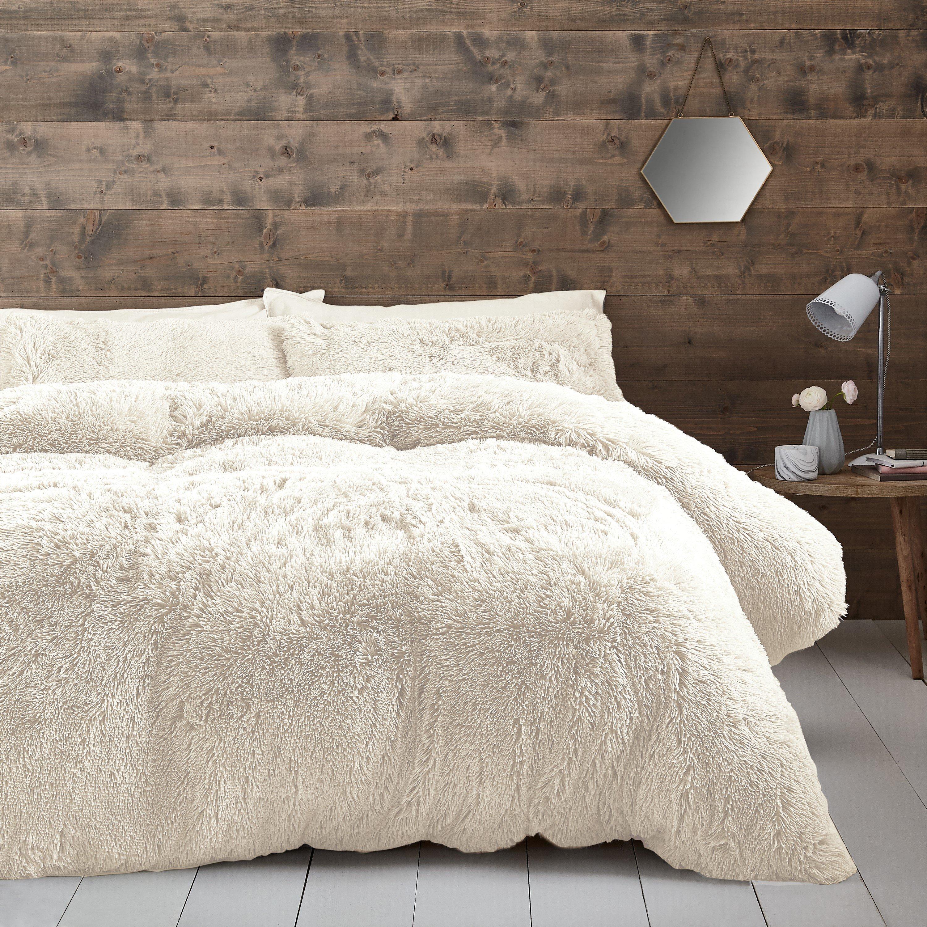 Catherine Lansfield Cuddly Faux Fur Duvet Cover Set In Cream - Image 6