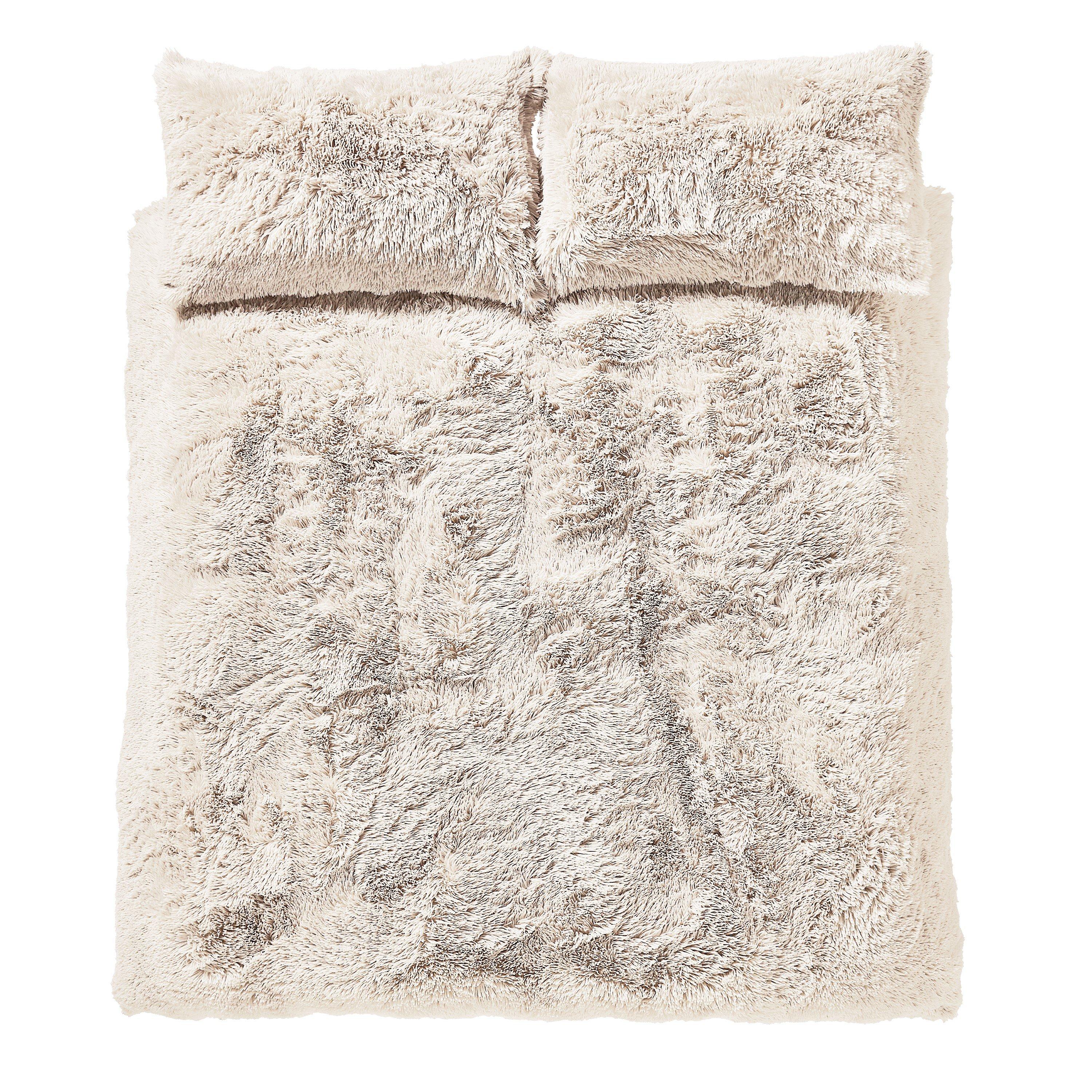 Crème - Catherine Lansfield - Cuddly Deep Pile Faux Fur Duvet Cover Set - 5