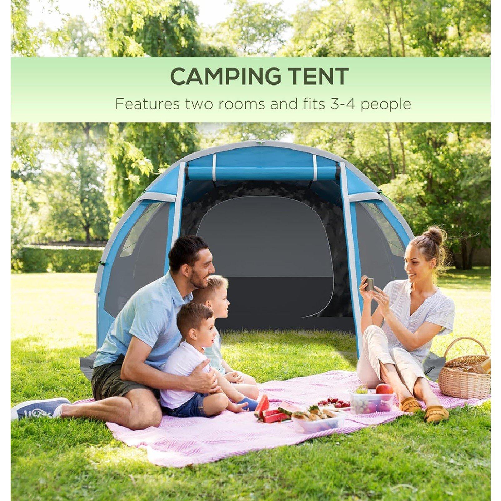 Blue - Outsunny - Two Room Tunnel Tent - 3