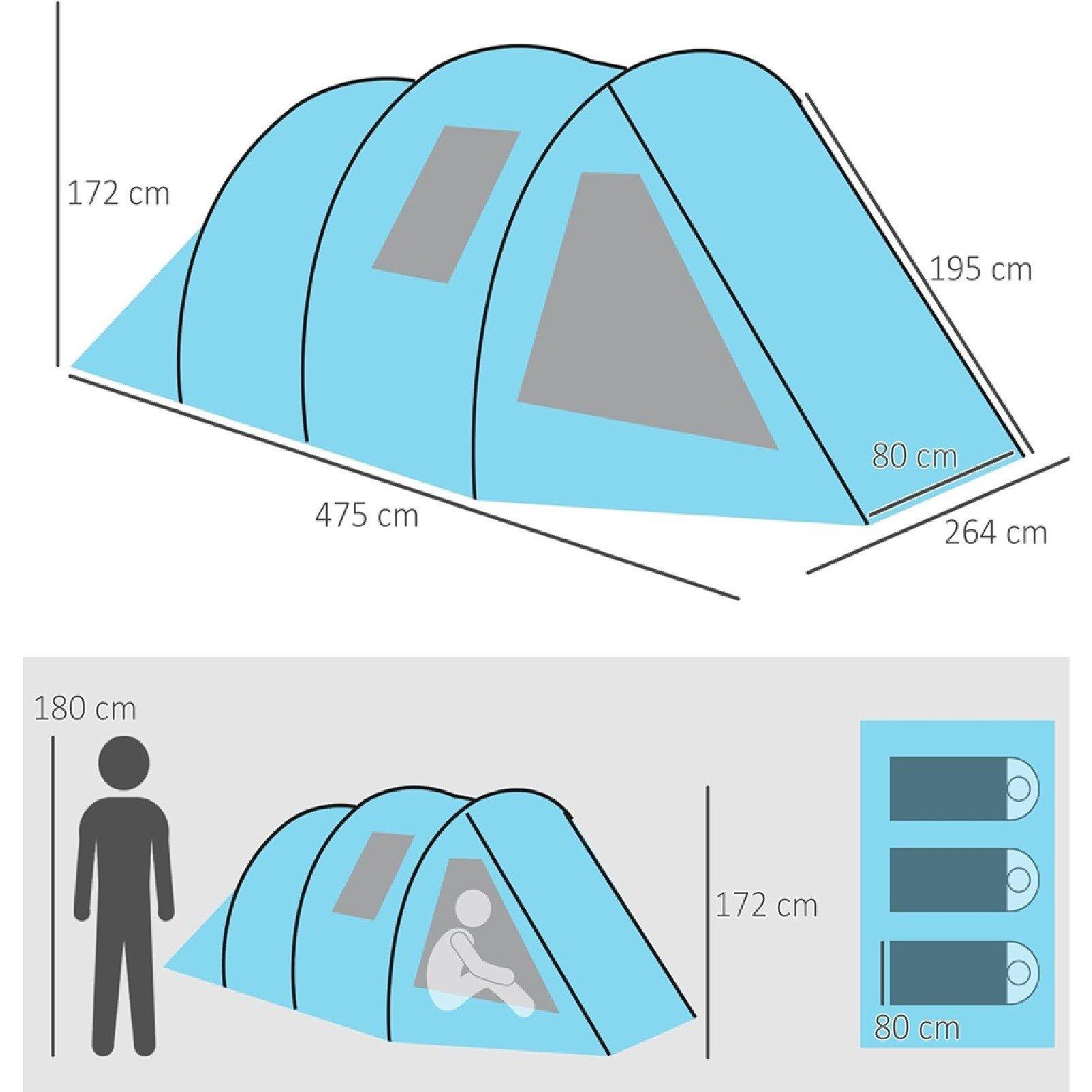Blue - Outsunny - Two Room Tunnel Tent - 5