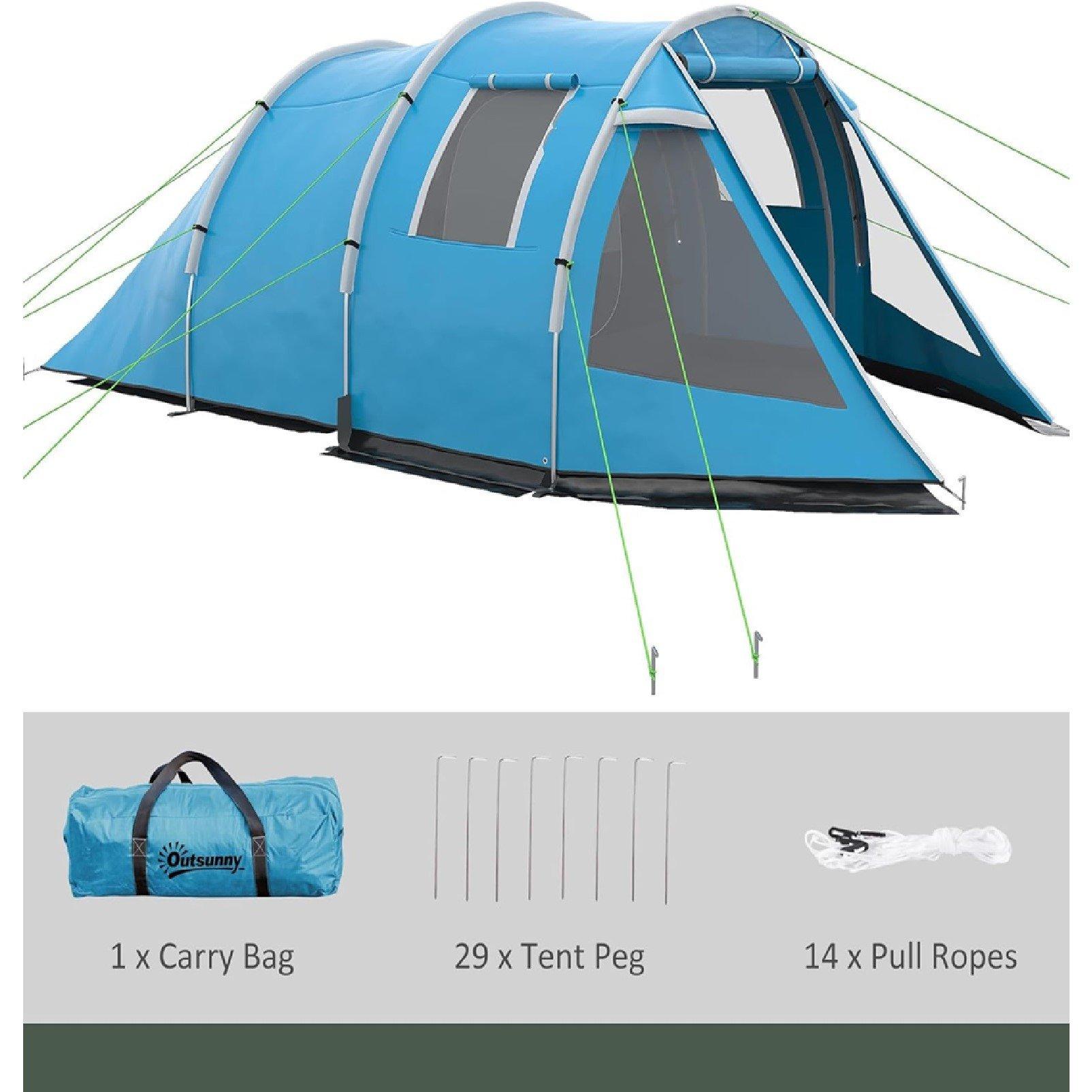 Blue - Outsunny - Two Room Tunnel Tent - 7