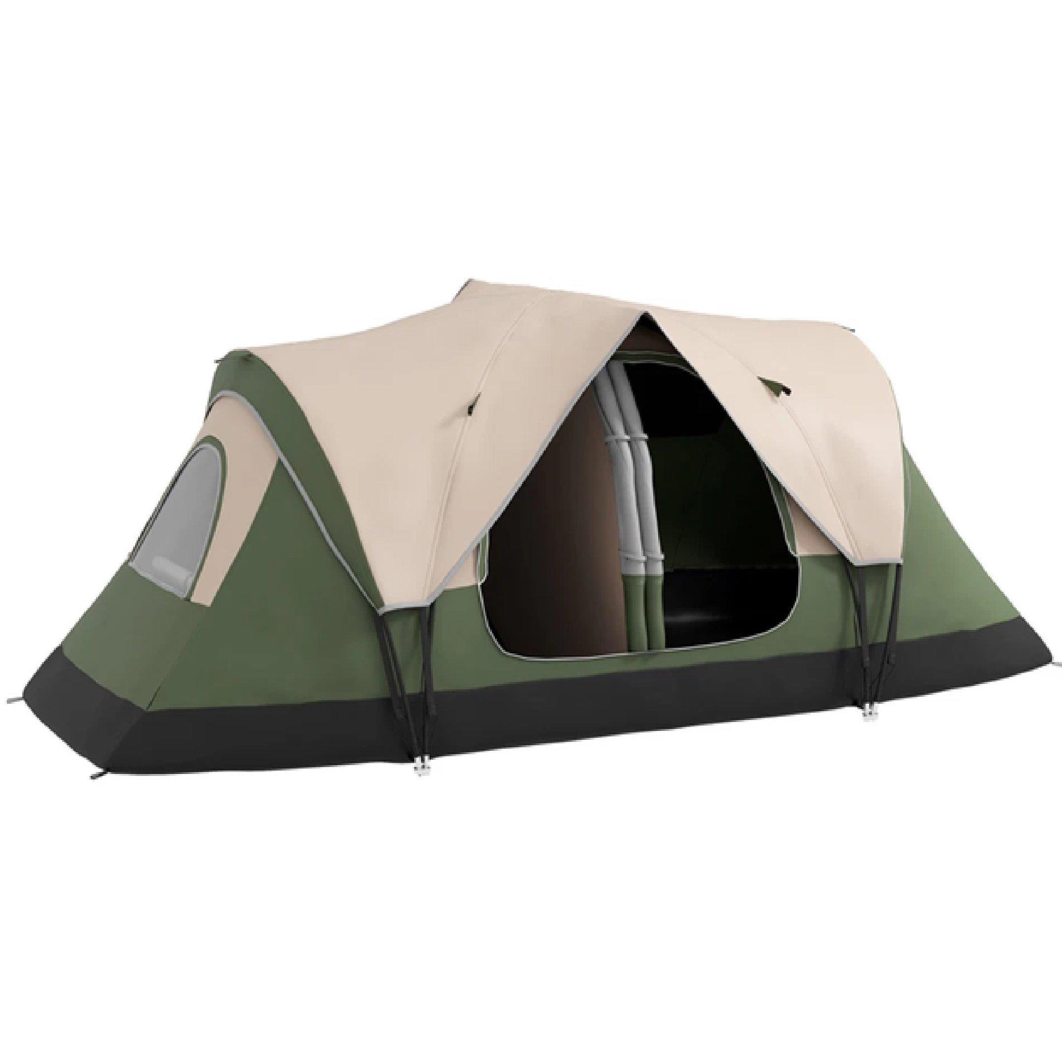 Green - Outsunny - Six-Man Tent with Two Rooms - 2