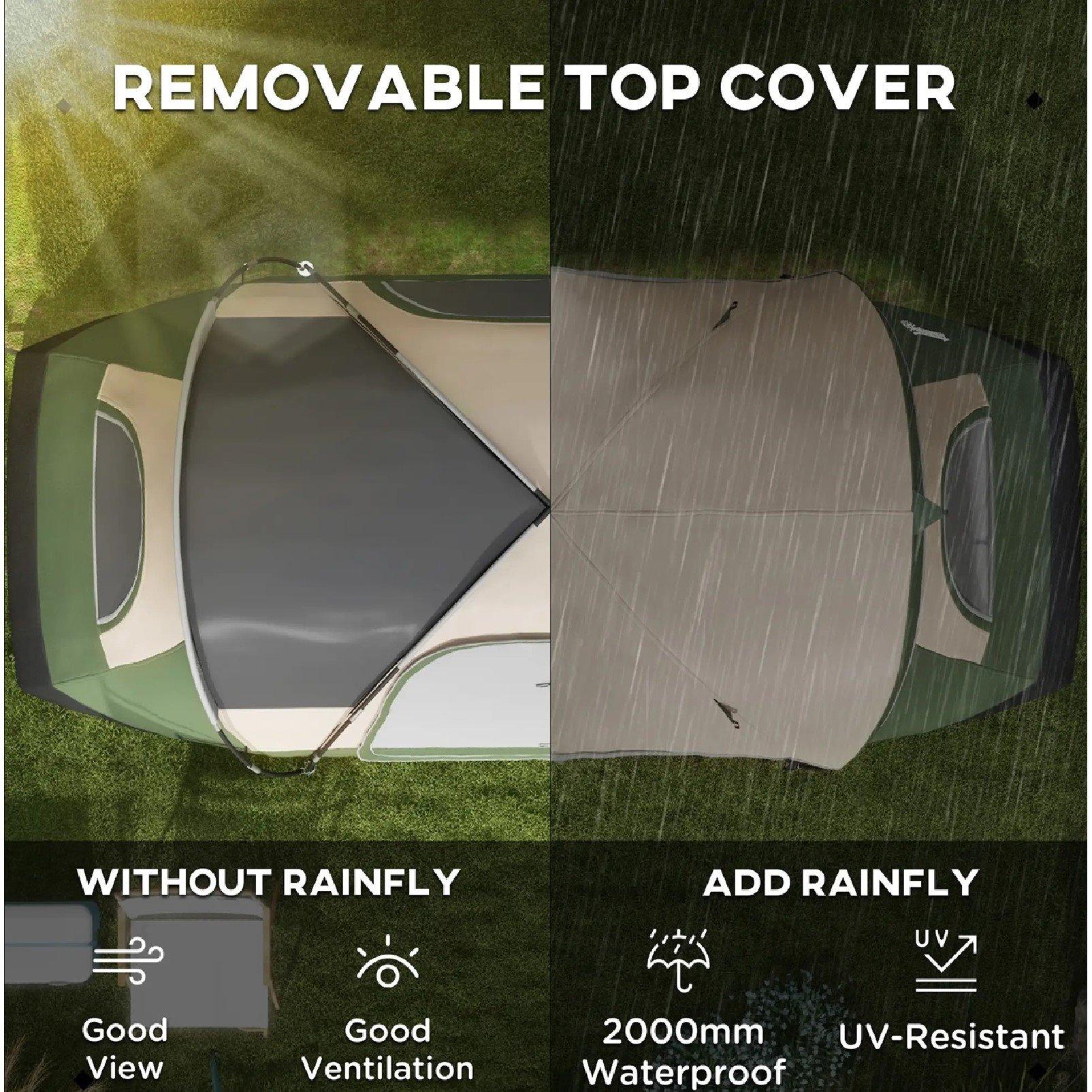 Green - Outsunny - Six-Man Tent with Two Rooms - 4