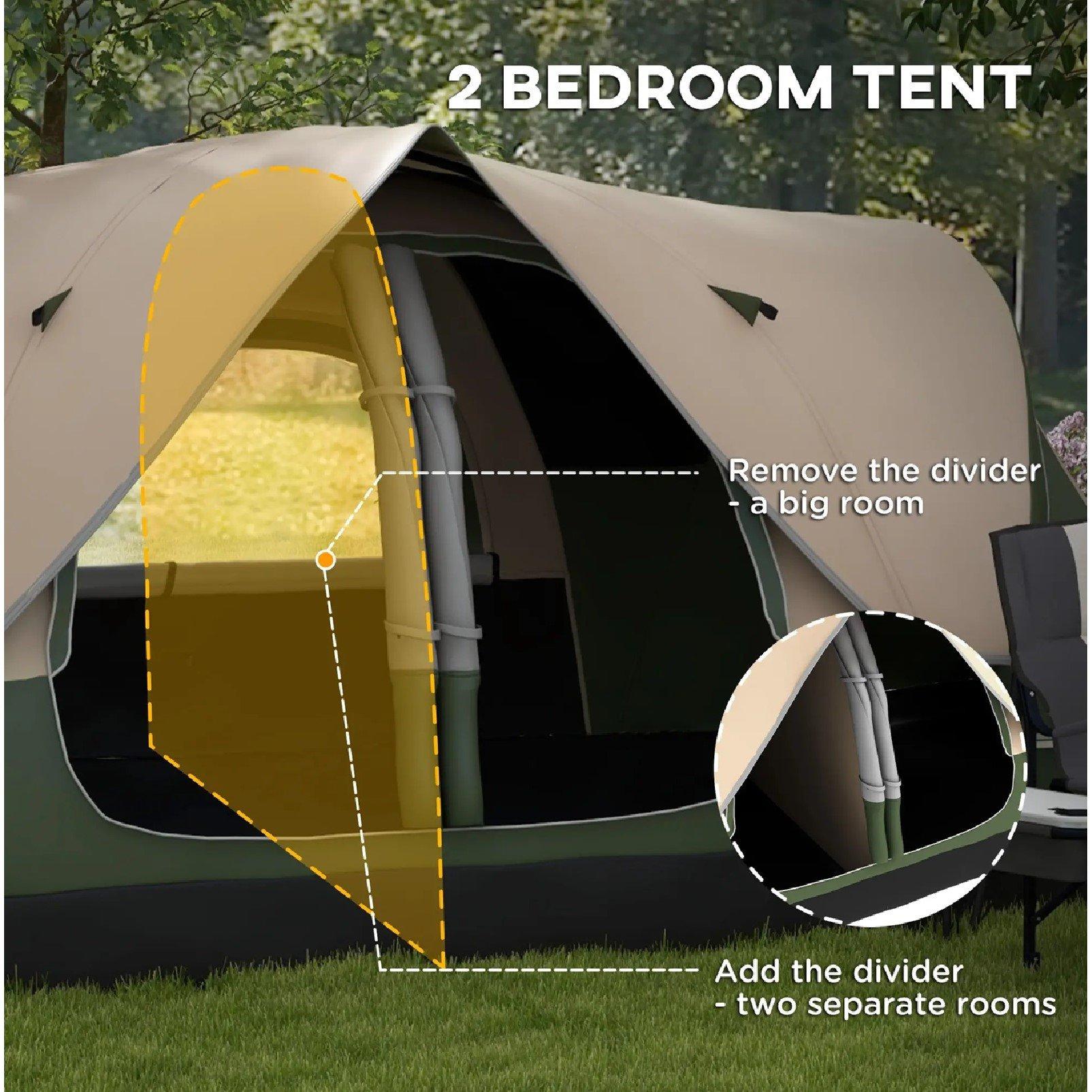 Green - Outsunny - Six-Man Tent with Two Rooms - 5