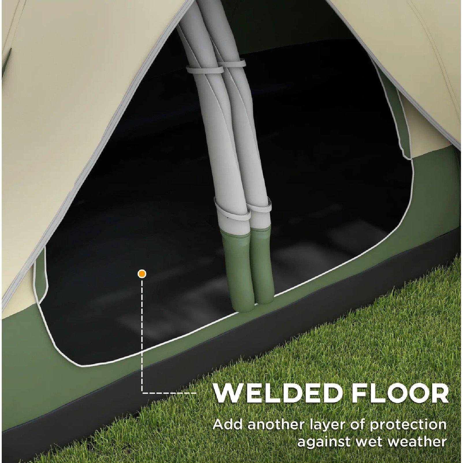 Green - Outsunny - Six-Man Tent with Two Rooms - 6