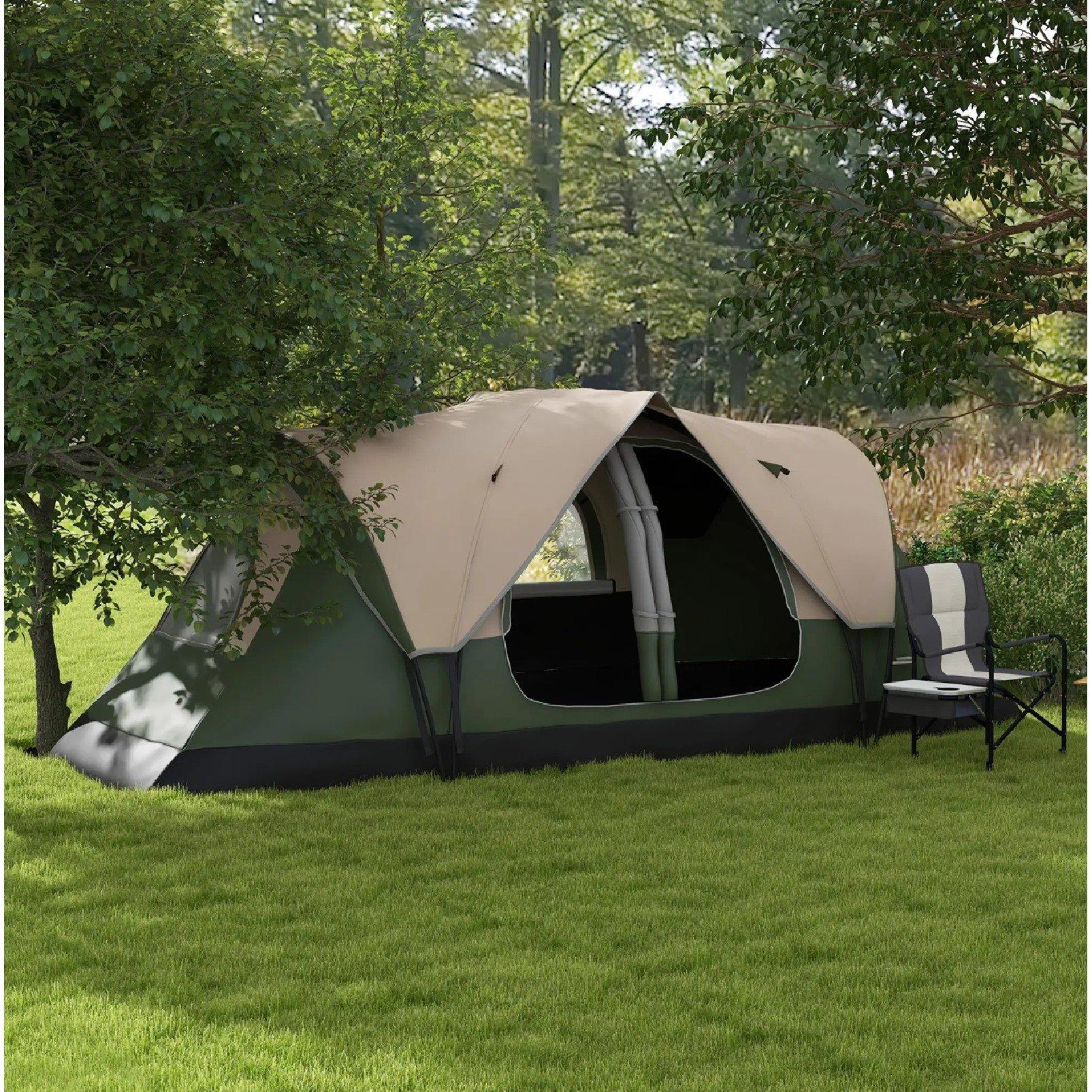 Green - Outsunny - Six-Man Tent with Two Rooms - 10