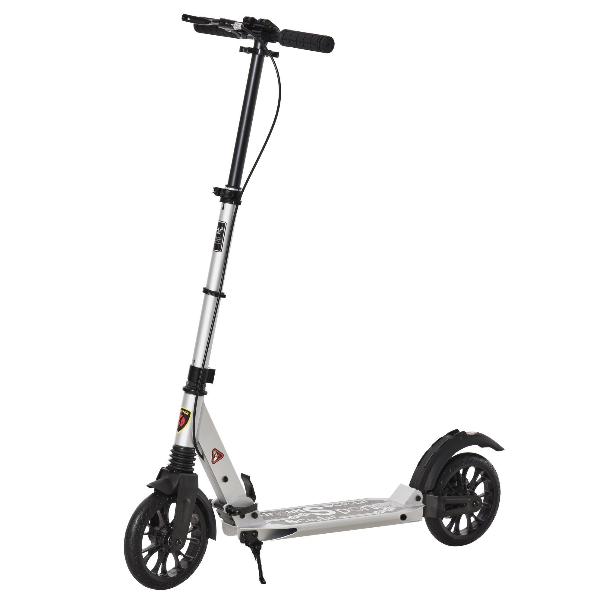 Silver - HOMCOM - Height Ajustable Scooter Foldable with disc break - 1