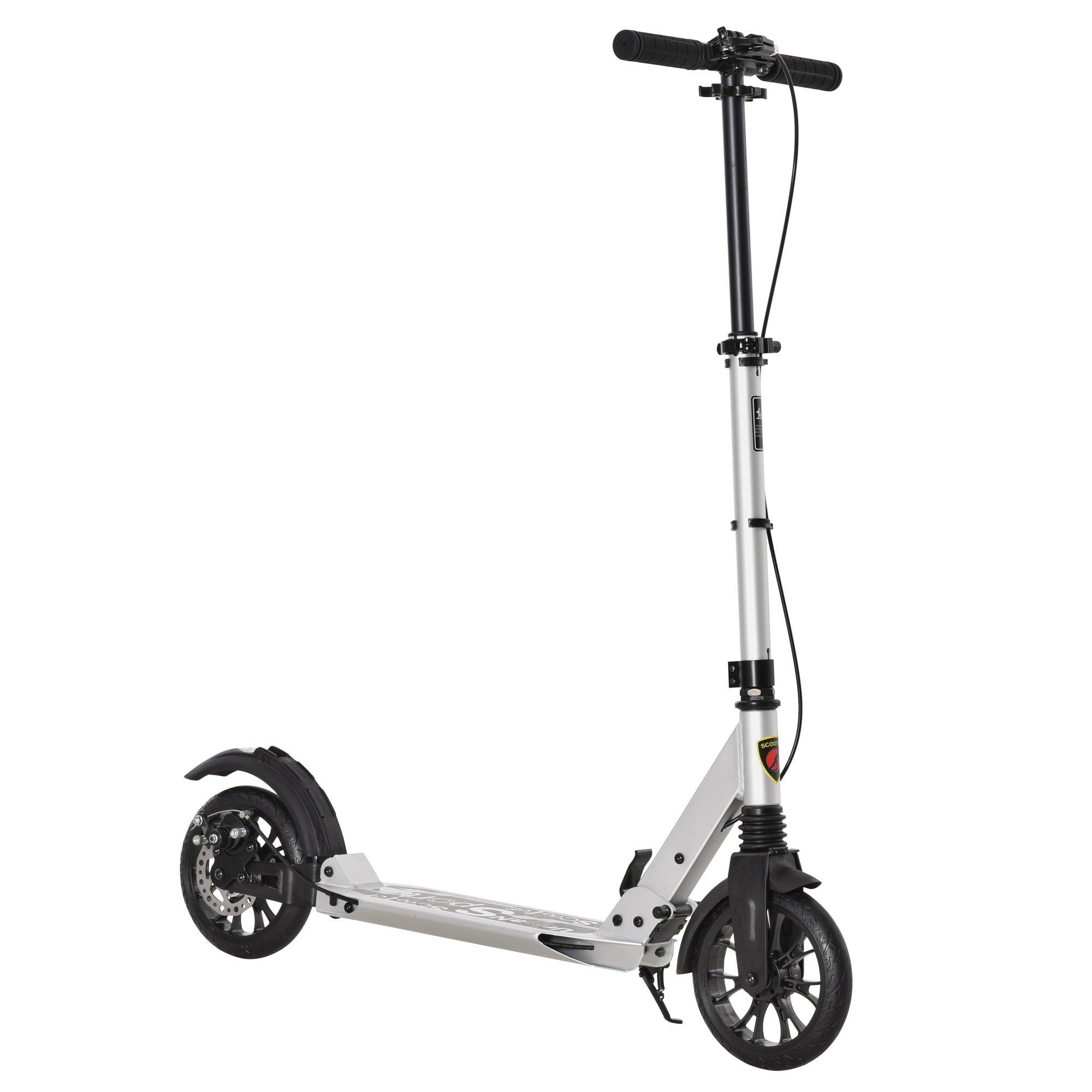 Silver - HOMCOM - Height Ajustable Scooter Foldable with disc break - 2