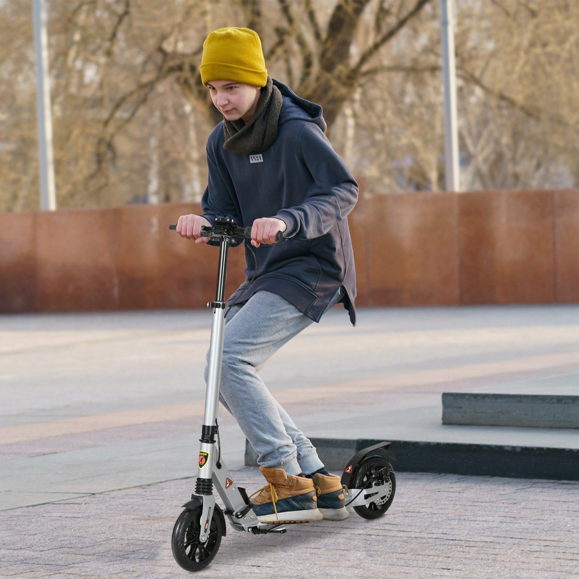 Silver - HOMCOM - Height Ajustable Scooter Foldable with disc break - 3