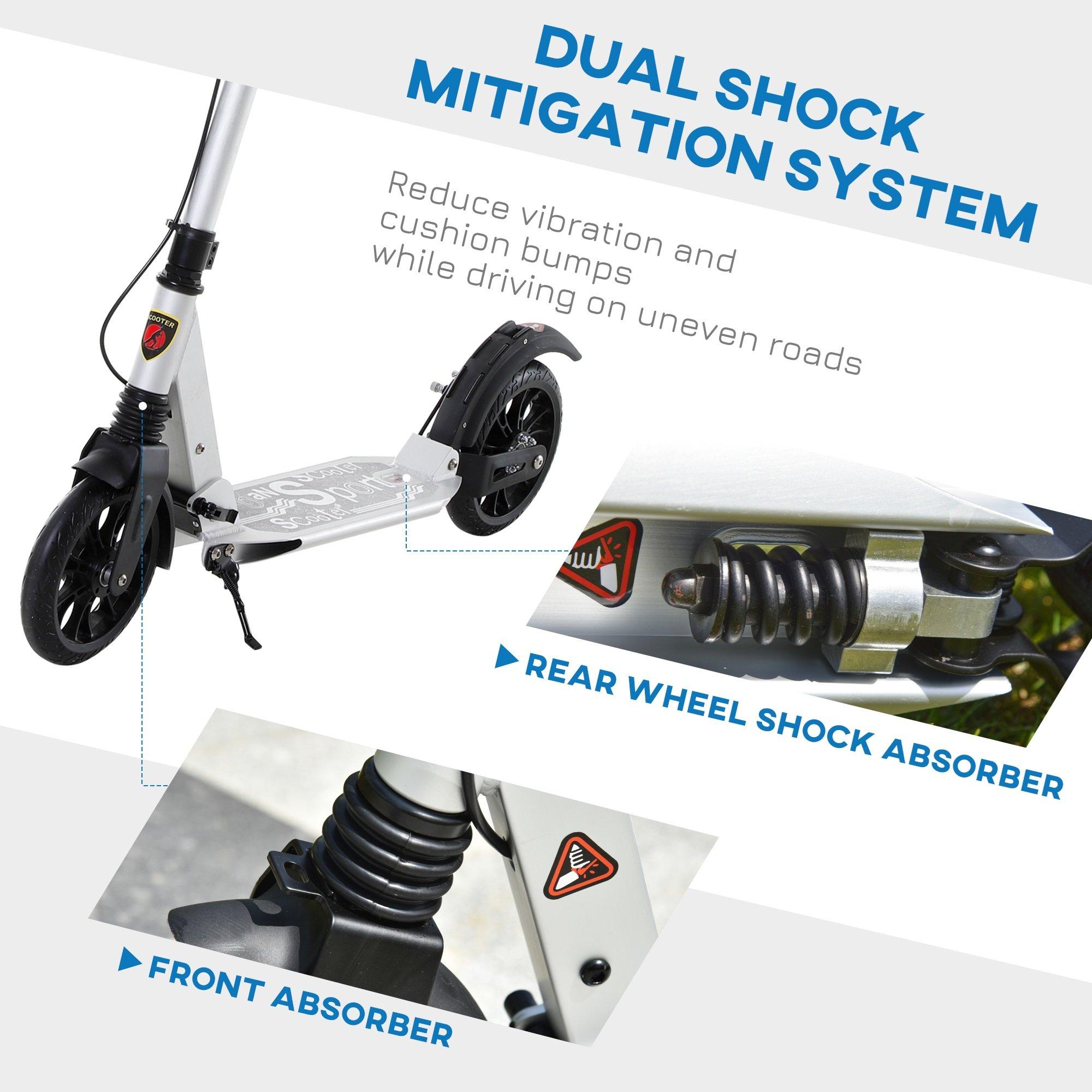 Silver - HOMCOM - Height Ajustable Scooter Foldable with disc break - 6