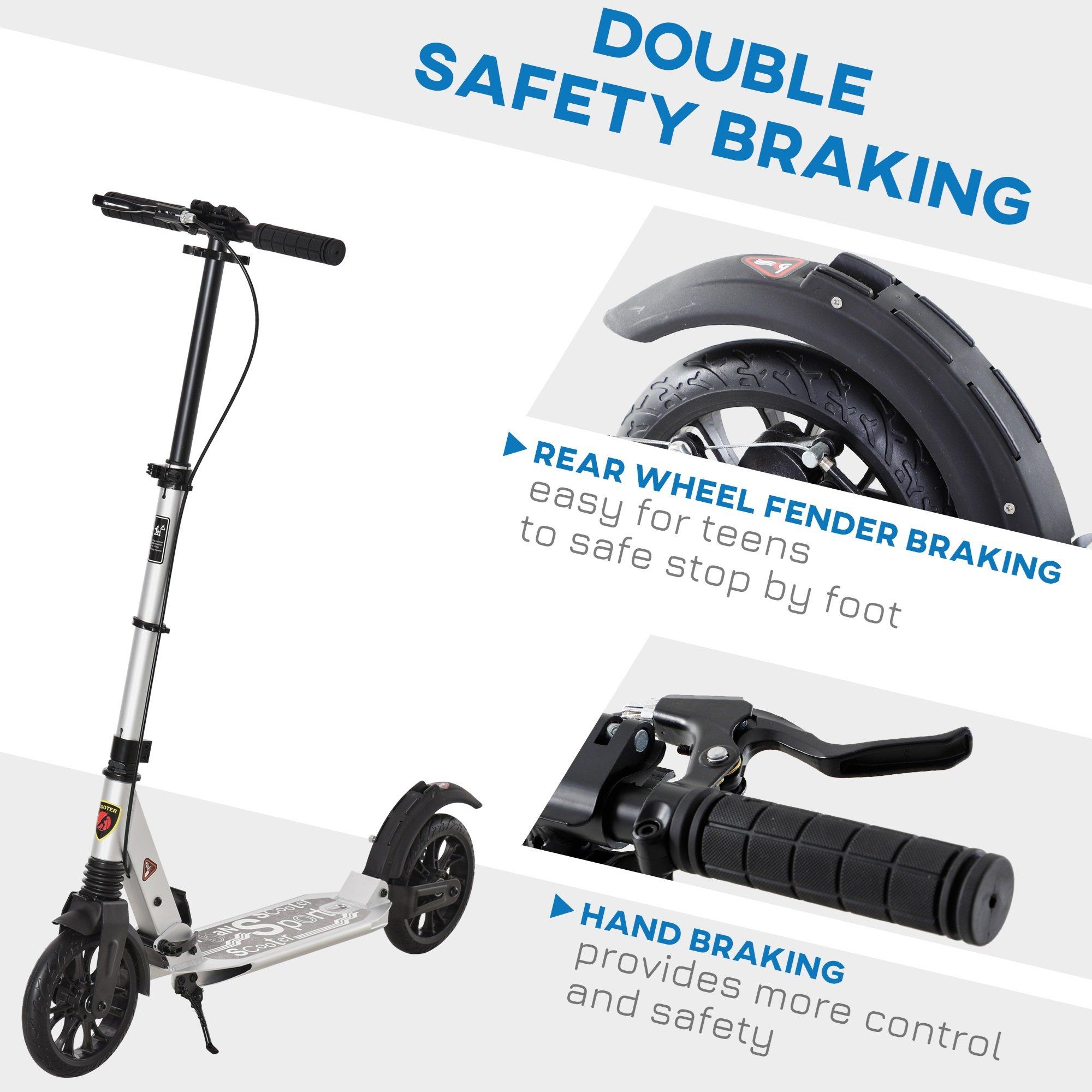 Silver - HOMCOM - Height Ajustable Scooter Foldable with disc break - 7