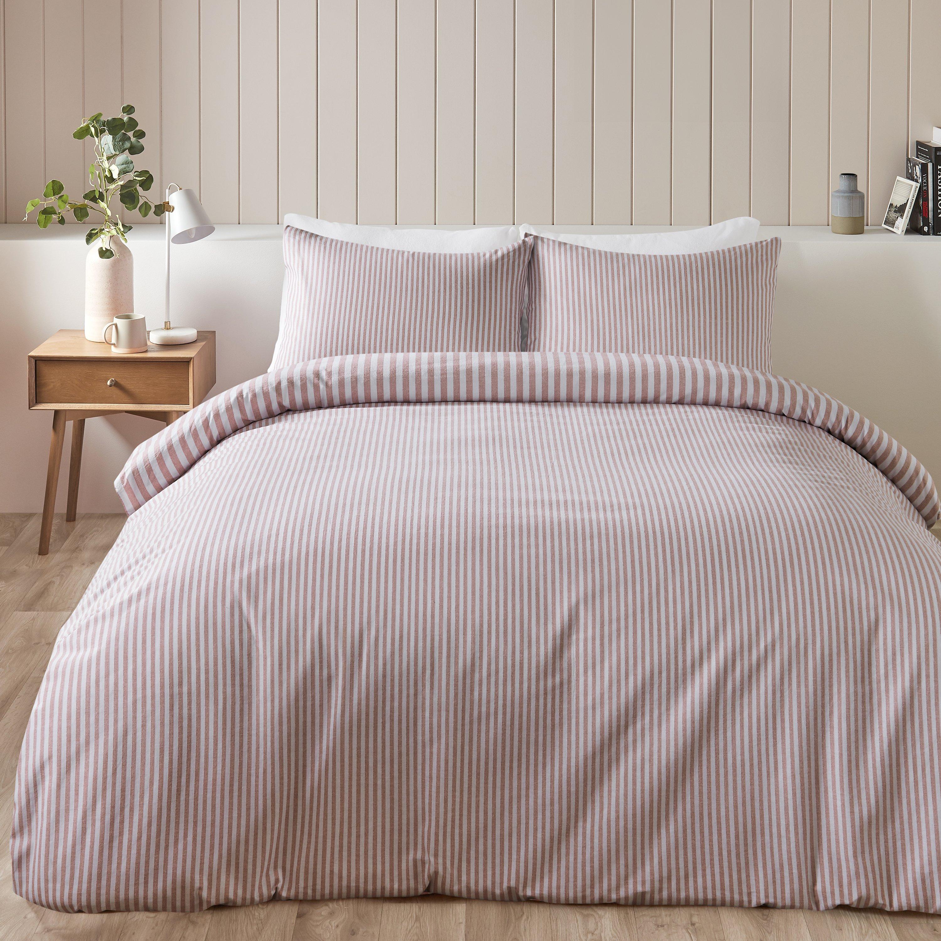 Rumenilo - Catherine Lansfield - Brushed Cotton Stripe Reversible Duvet Cover Set - 2