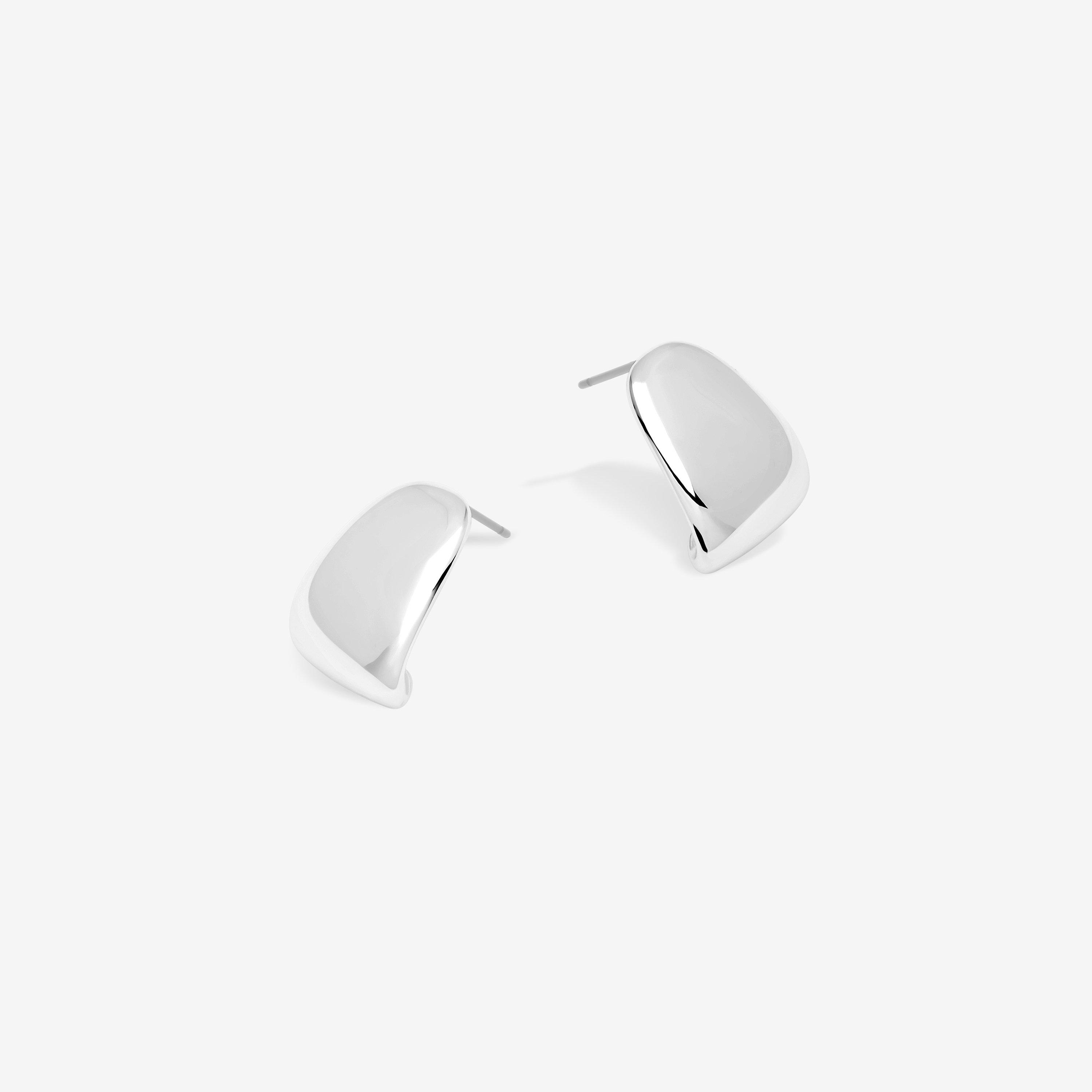 Silver - Jon Richard - Silver Plated Polished Curved Earrings - 1