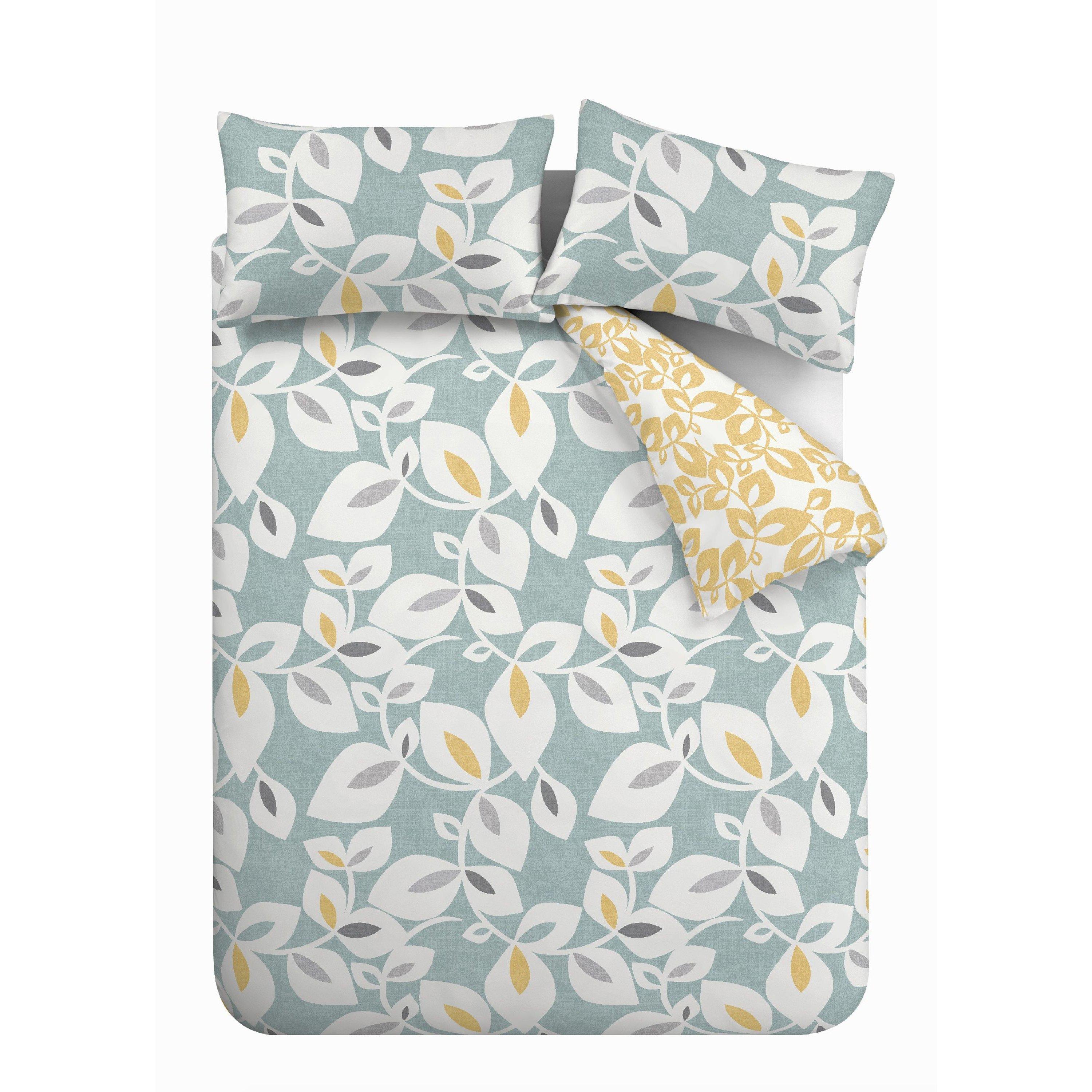 Groenblauw - Catherine Lansfield - Leaf Reversible Duvet Cover Set - 5