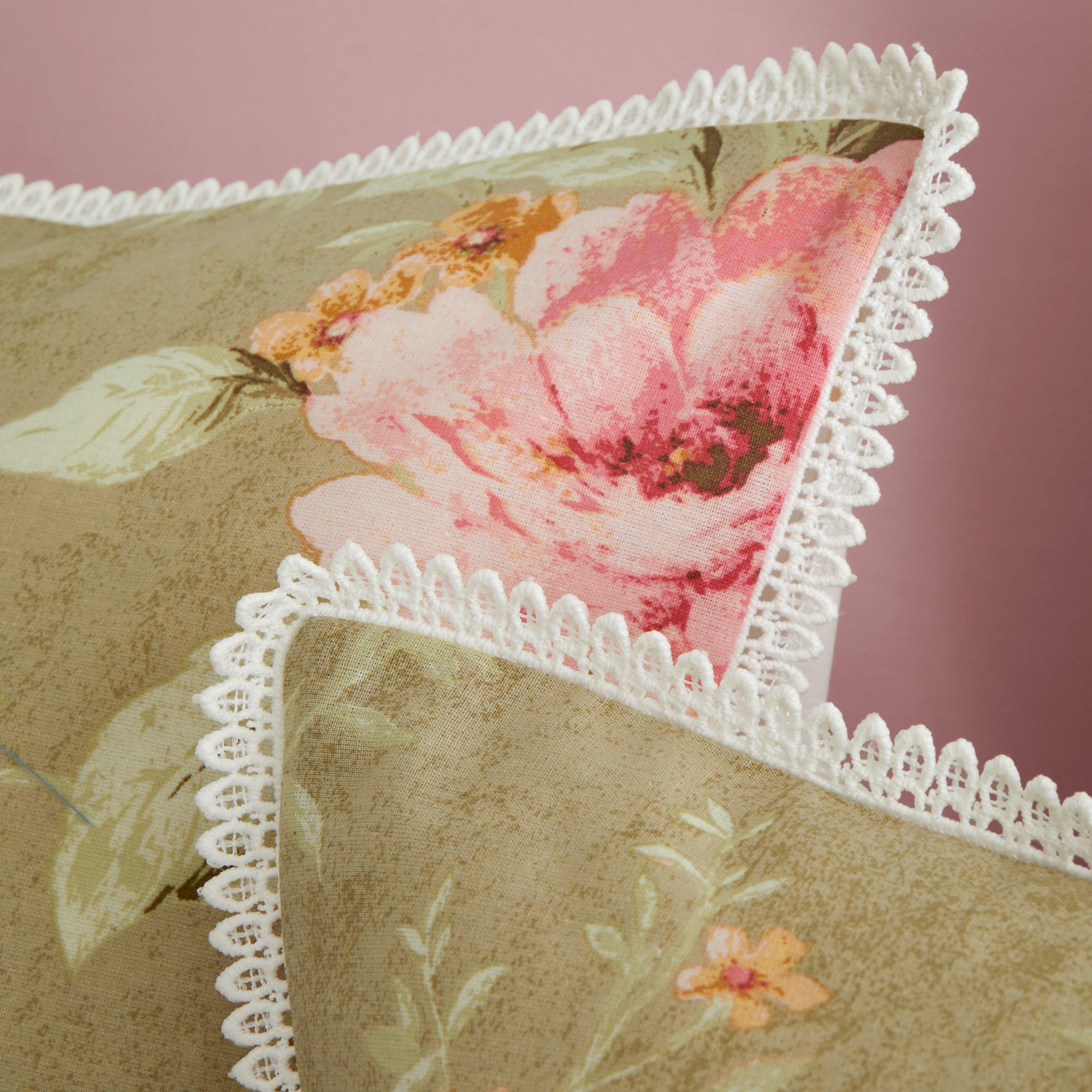 Green - Bridgerton by CL - Penelope Floral Reversible Duvet Cover Set - 4