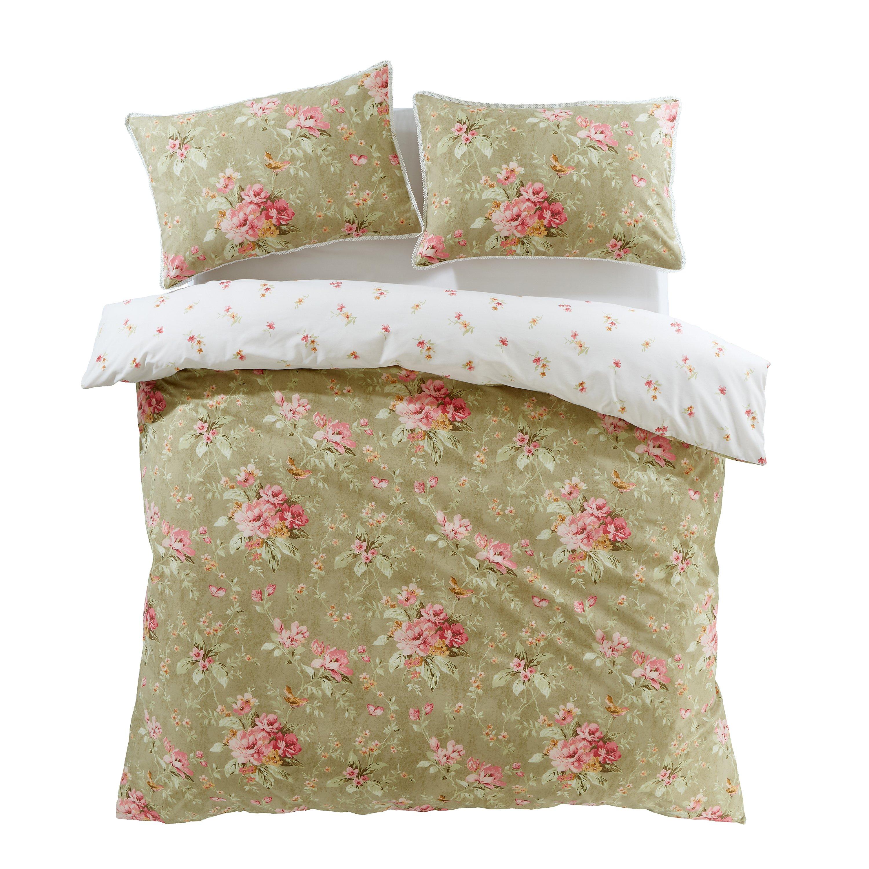 Green - Bridgerton by CL - Penelope Floral Reversible Duvet Cover Set - 6